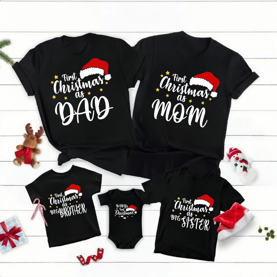 First Christmas As Dad Mom Brother Sister Baby Family Matching Outfits