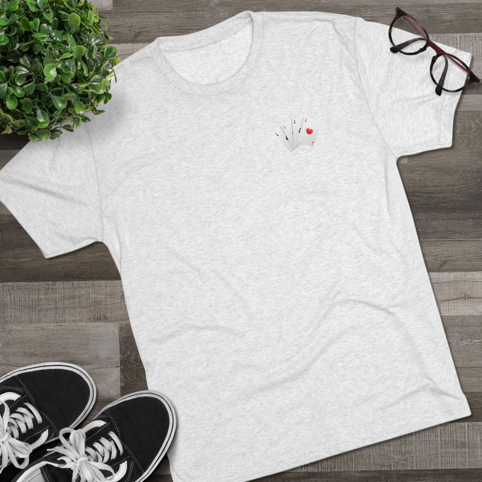 Unisex Tri-Blend Crew Tee with Lucky Cards Design | CRUISE CASINO LOVERS Casual Everyday Wear, Gift for Gamers, Perfect for St. Patrick's Day, Luck-Themed Events
