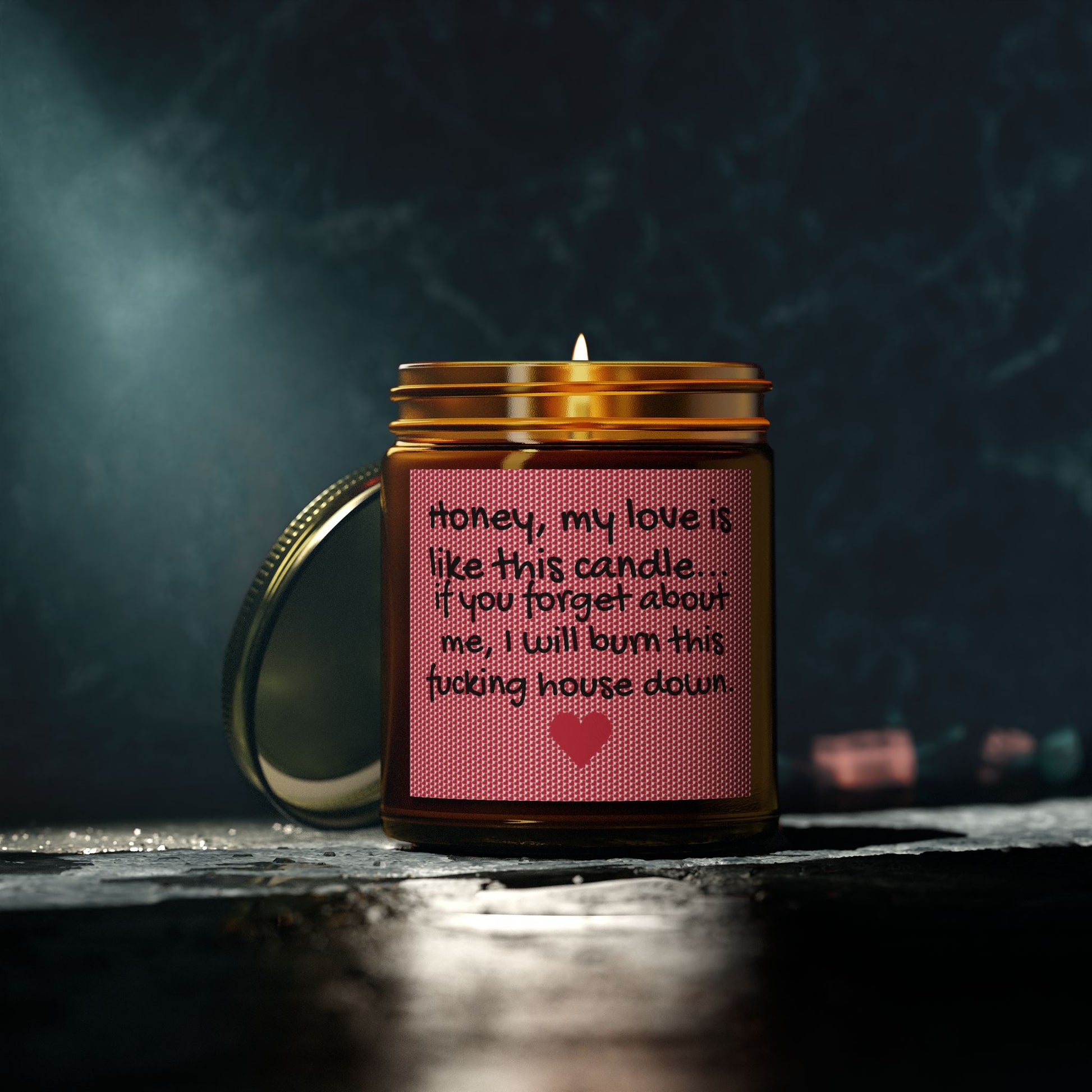 My love is like this candle, if you forget about me, I will burn this f*cking house down. - Scented Candles, Coconut Apricot Wax (4oz, 9oz)