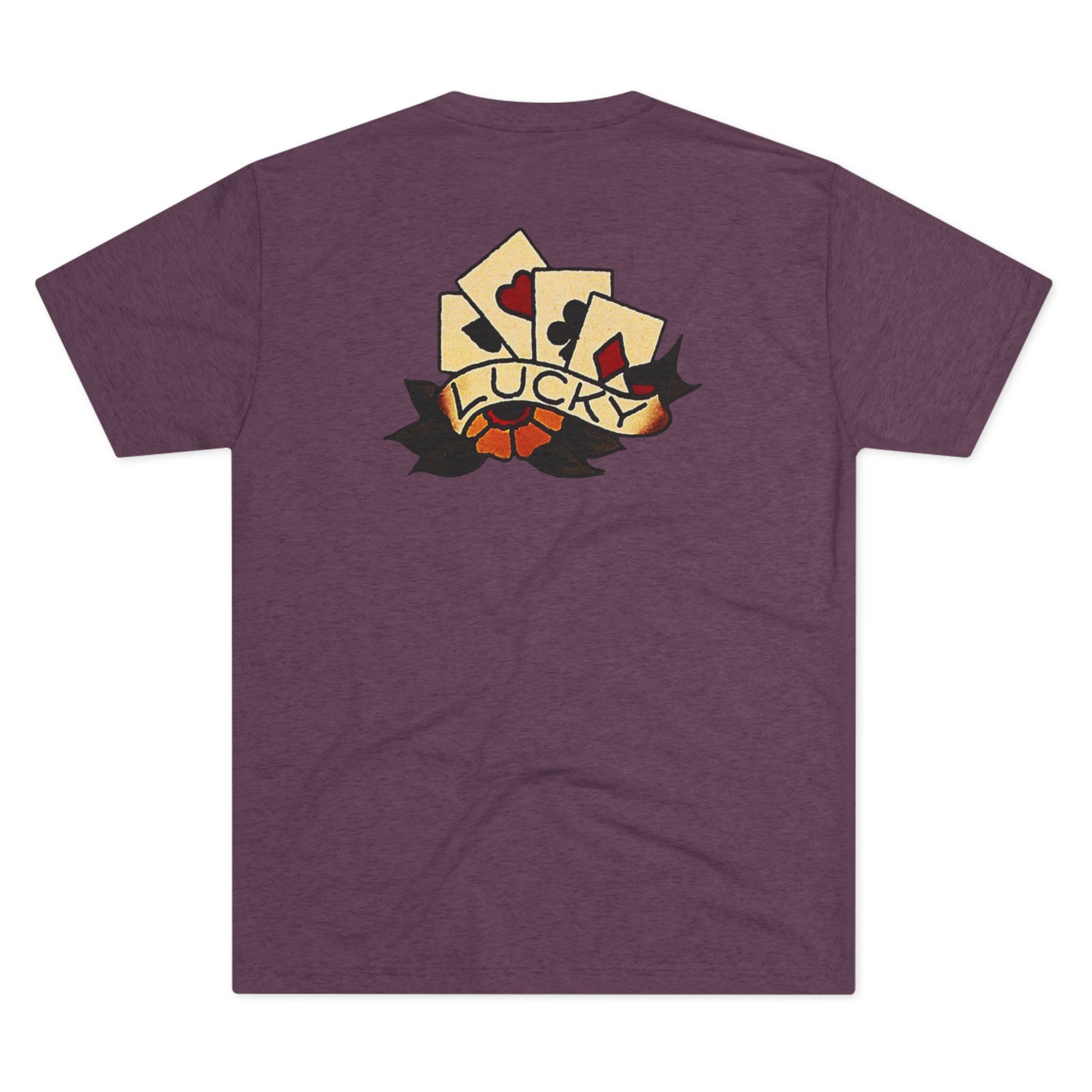 Unisex Tri-Blend Crew Tee with Lucky Cards Design | CRUISE CASINO LOVERS Casual Everyday Wear, Gift for Gamers, Perfect for St. Patrick's Day, Luck-Themed Events