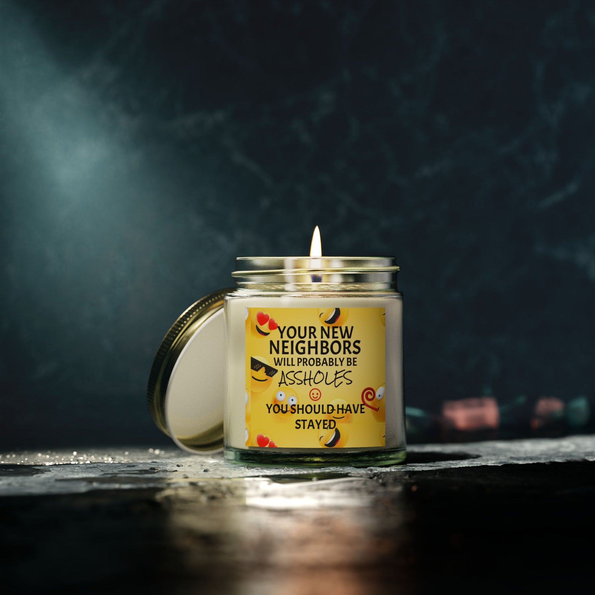 Your New Neighbors Will Probably Be A$$holes, You Should Have Stayed - Scented Candles, Coconut Apricot Wax (4oz, 9oz)