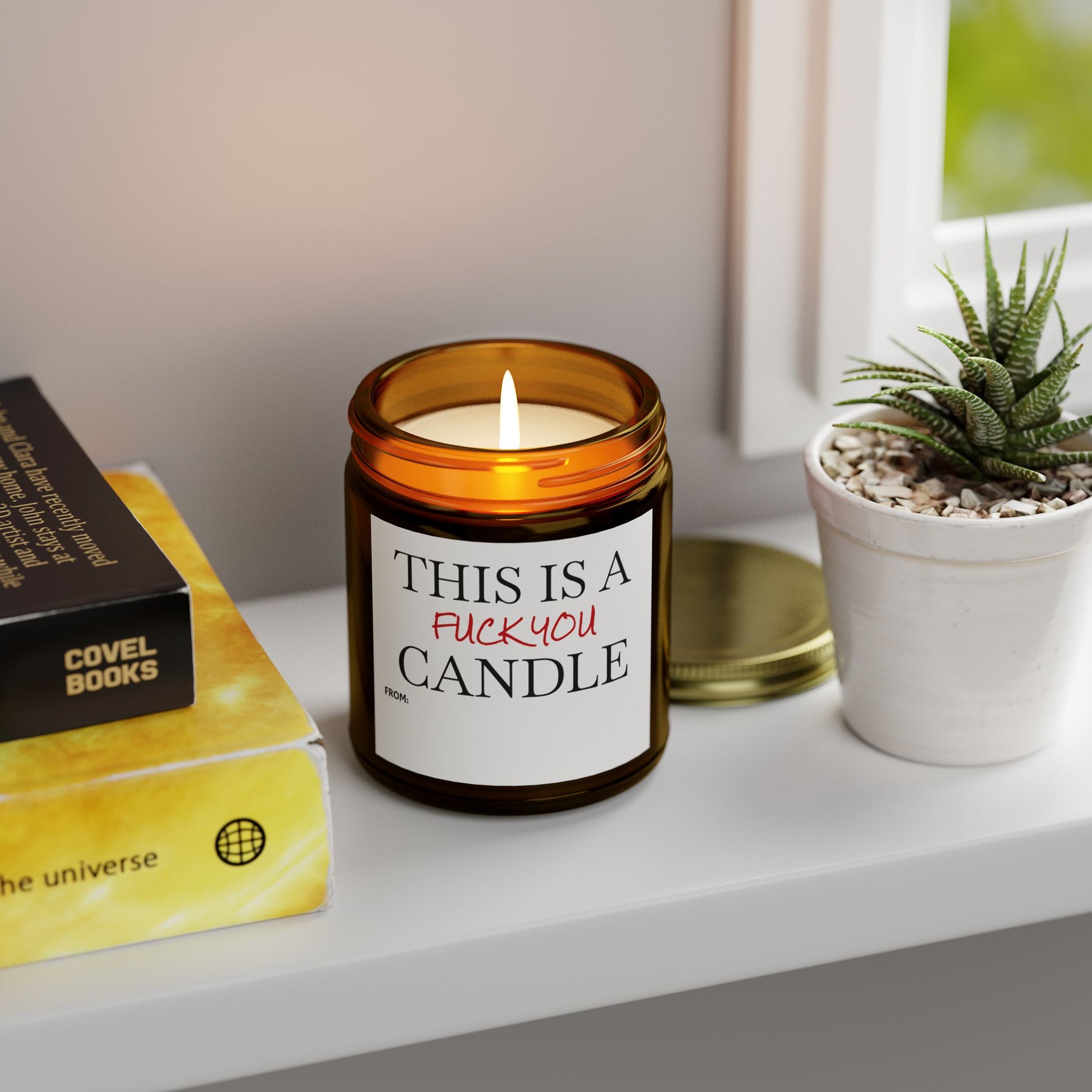 This is a F You Candle - Scented Candles, Coconut Apricot Wax (4oz, 9oz)
