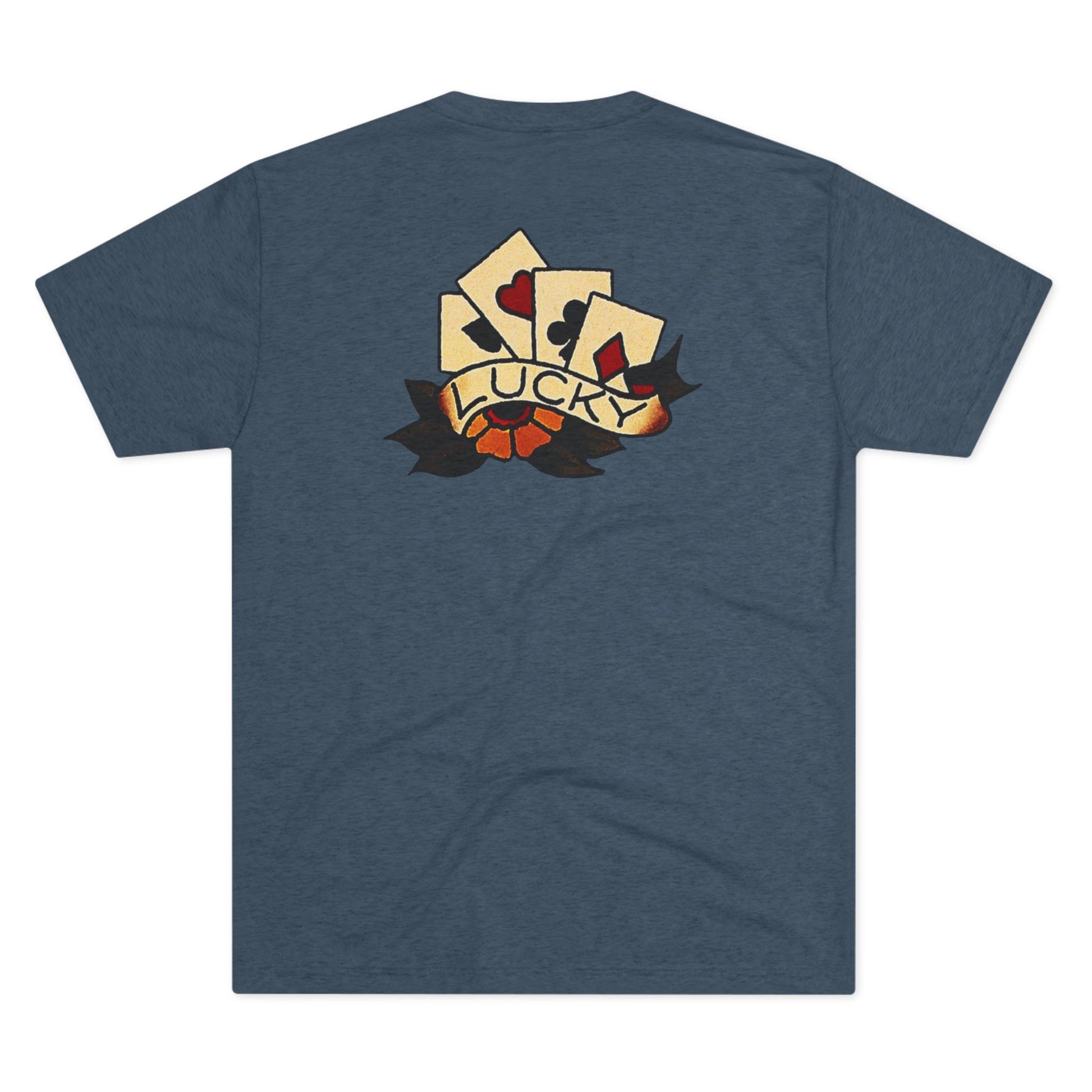 Unisex Tri-Blend Crew Tee with Lucky Cards Design | CRUISE CASINO LOVERS Casual Everyday Wear, Gift for Gamers, Perfect for St. Patrick's Day, Luck-Themed Events