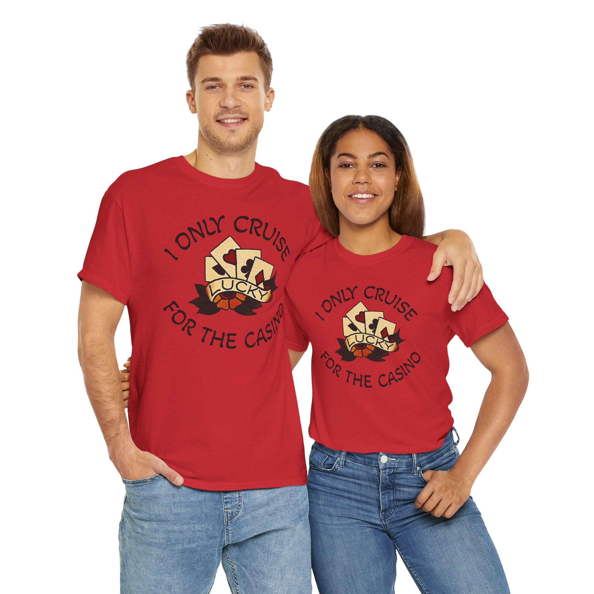 Lucky Casino Tee, Fun Casino Shirt, Gambling Gift, Cruise Apparel, Unisex Heavy Cotton Tee, Casino Lover Gift