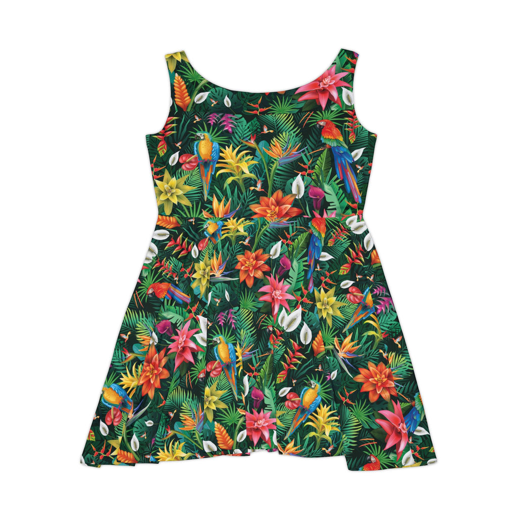 Floral Tropical Women's Caribbean Dinner Cruise Night Skater Dress, Perfect for Summer Picnics, Beach Days, Casual Outings, Birthday Parties, Vacation Wear
