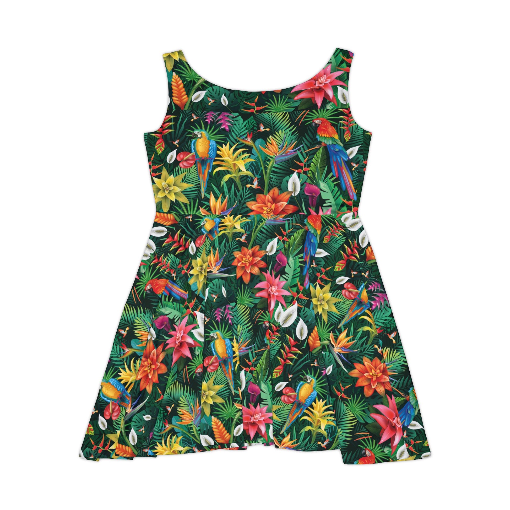 Floral Tropical Women's Caribbean Dinner Cruise Night Skater Dress, Perfect for Summer Picnics, Beach Days, Casual Outings, Birthday Parties, Vacation Wear