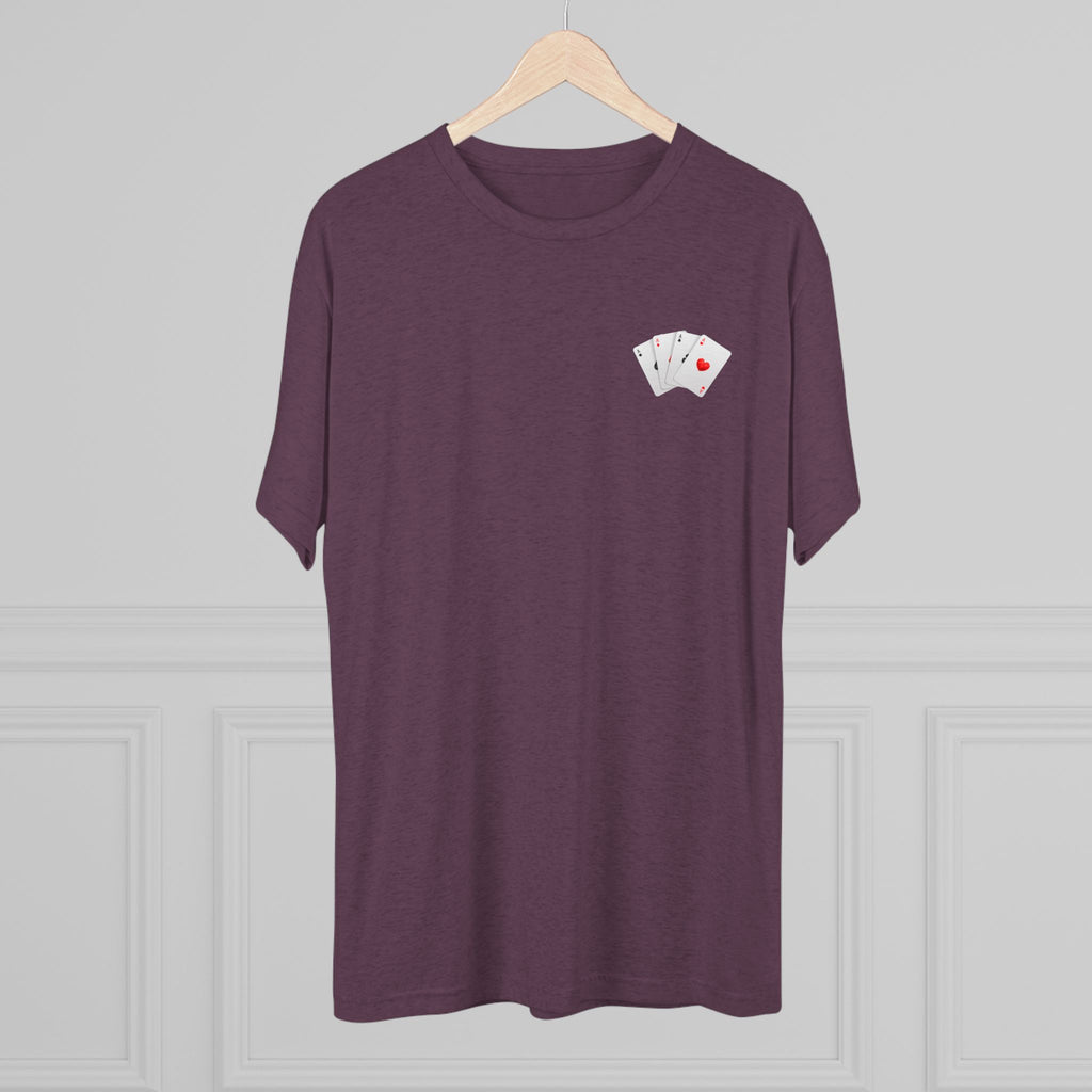 Unisex Tri-Blend Crew Tee with Lucky Cards Design | CRUISE CASINO LOVERS Casual Everyday Wear, Gift for Gamers, Perfect for St. Patrick's Day, Luck-Themed Events