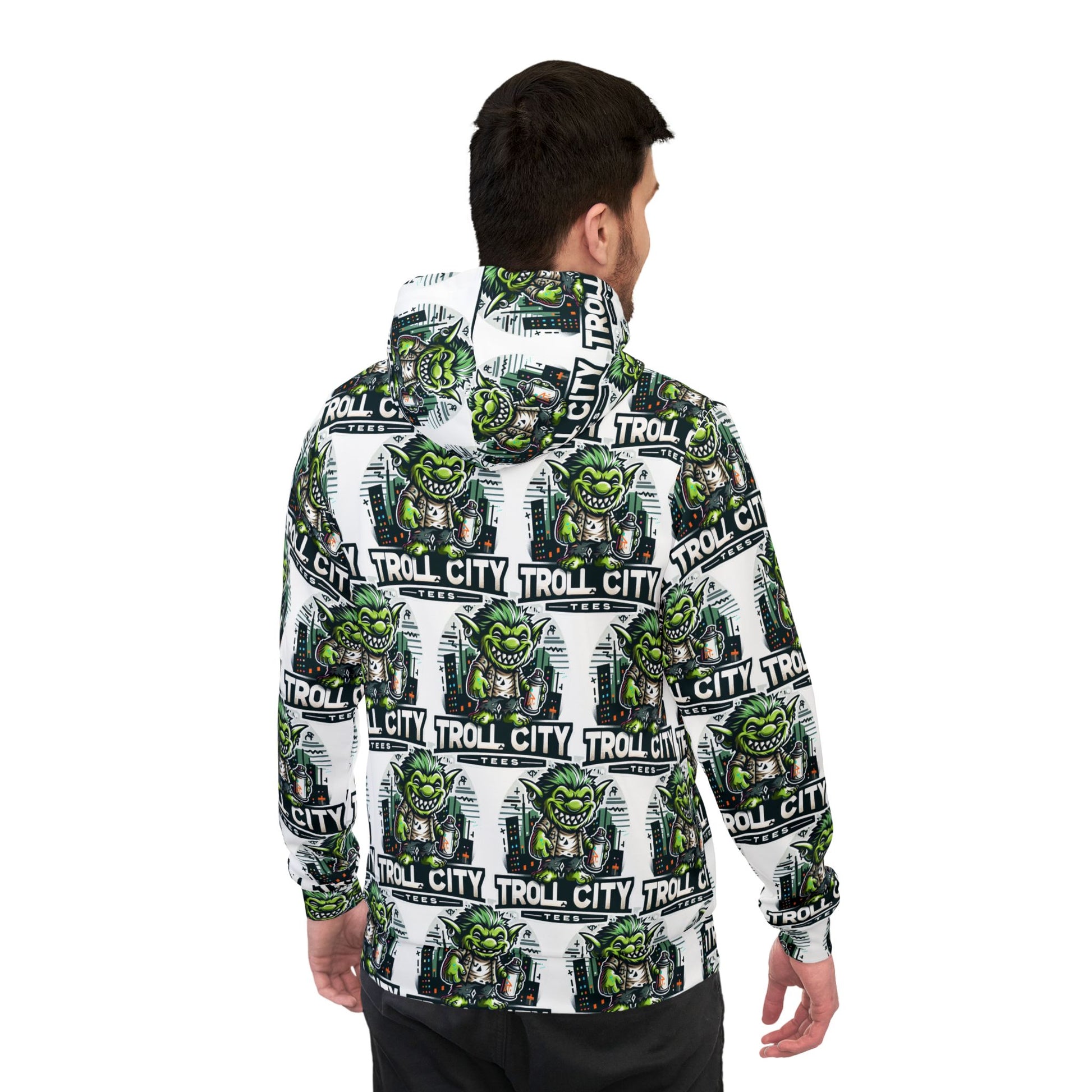 Full Print Athletic Hoodie - Troll City Tees - White Background