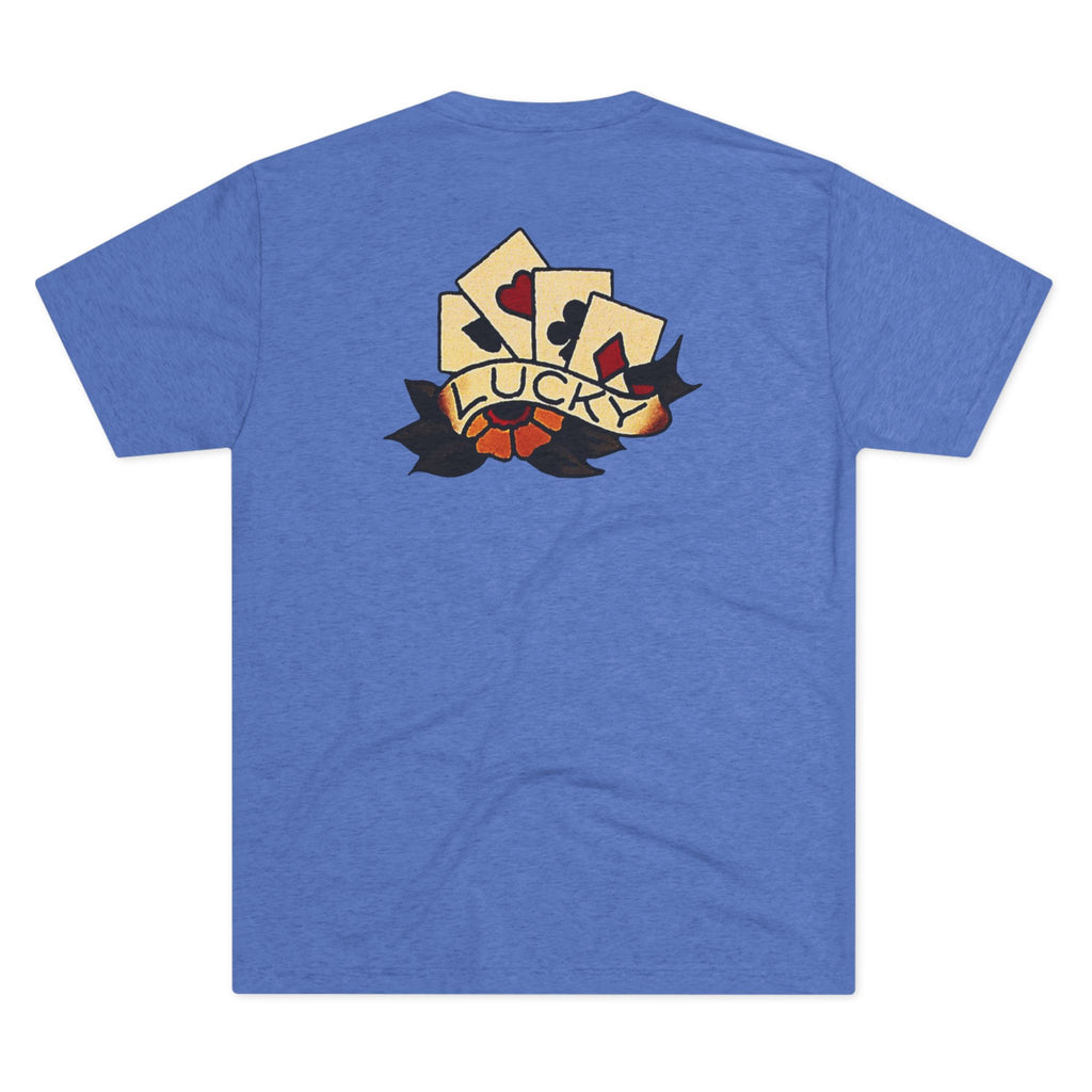 Unisex Tri-Blend Crew Tee with Lucky Cards Design | CRUISE CASINO LOVERS Casual Everyday Wear, Gift for Gamers, Perfect for St. Patrick's Day, Luck-Themed Events