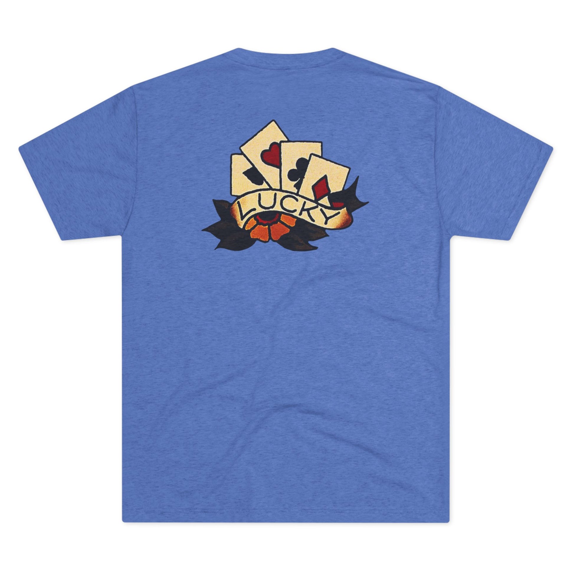 Unisex Tri-Blend Crew Tee with Lucky Cards Design | CRUISE CASINO LOVERS Casual Everyday Wear, Gift for Gamers, Perfect for St. Patrick's Day, Luck-Themed Events
