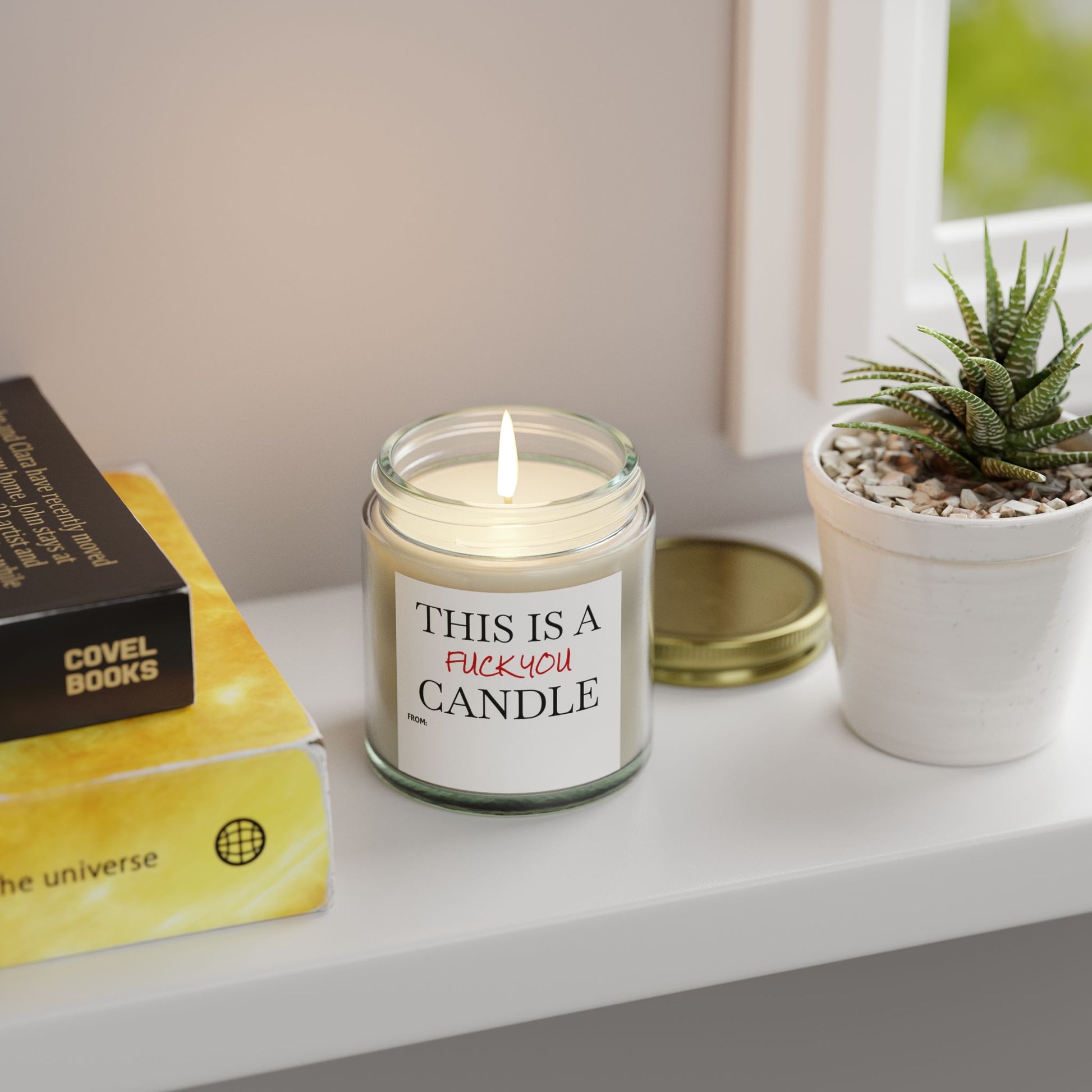 This is a F You Candle - Scented Candles, Coconut Apricot Wax (4oz, 9oz)