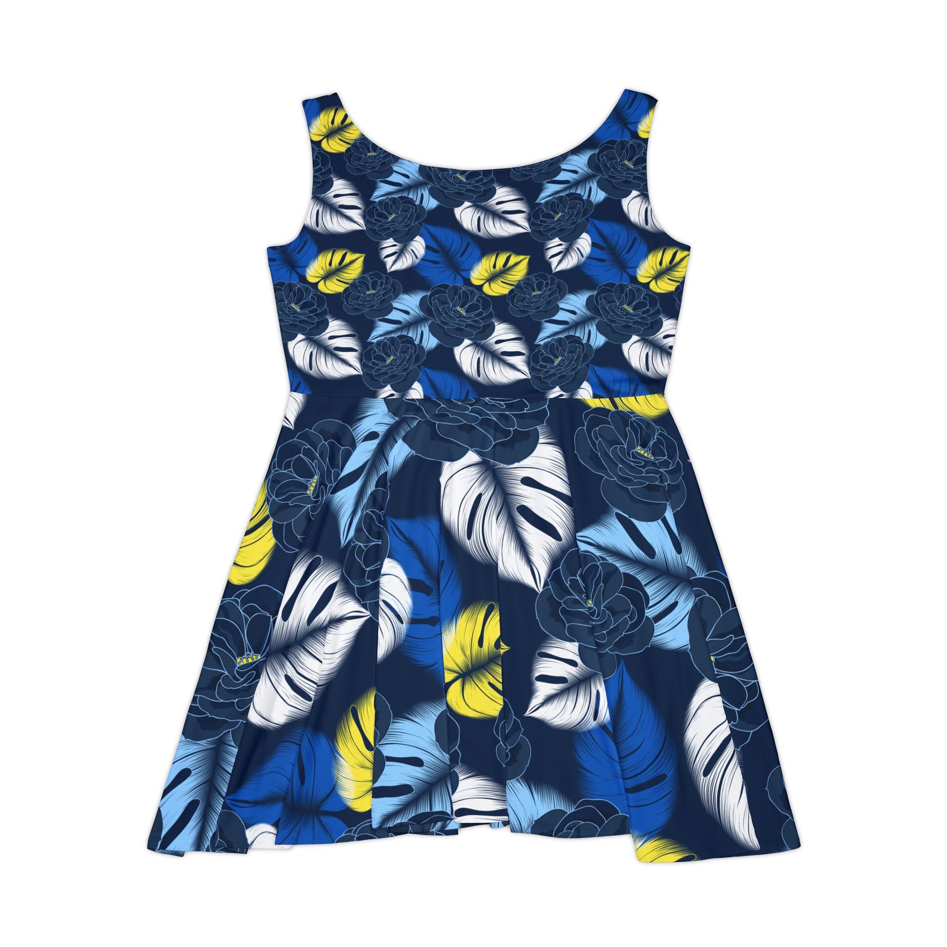 Floral Tropical Women's Caribbean Dinner Cruise Night Skater Dress, Perfect for Summer Picnics, Beach Days, Casual Outings, Birthday Parties, Vacation Wear