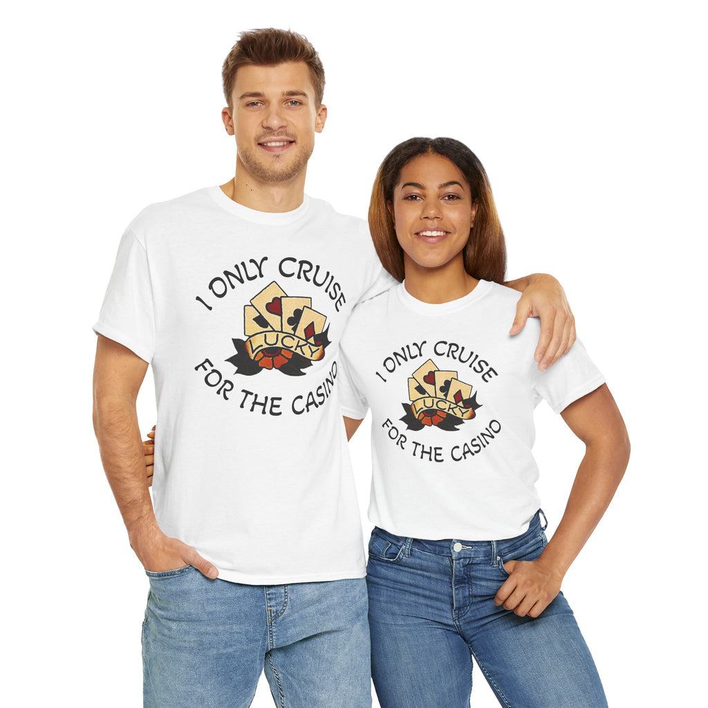 Lucky Casino Tee, Fun Casino Shirt, Gambling Gift, Cruise Apparel, Unisex Heavy Cotton Tee, Casino Lover Gift