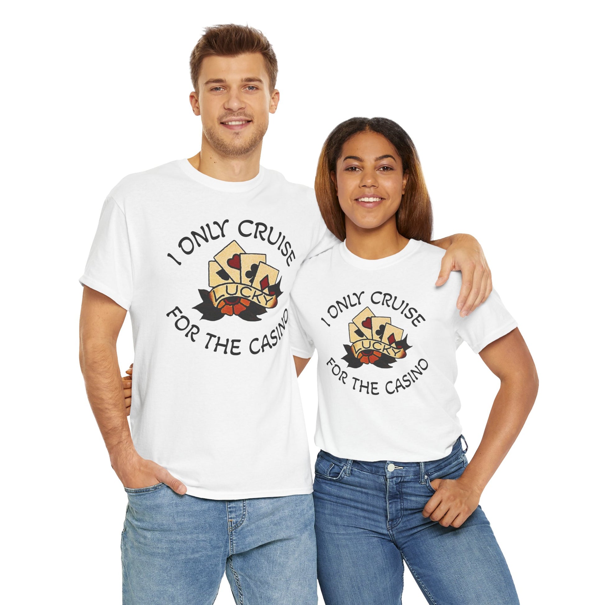 Lucky Casino Tee, Fun Casino Shirt, Gambling Gift, Cruise Apparel, Unisex Heavy Cotton Tee, Casino Lover Gift