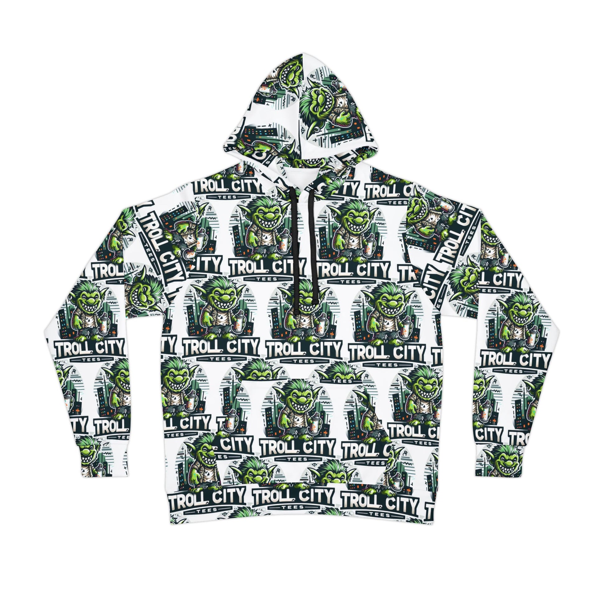 Full Print Athletic Hoodie - Troll City Tees - White Background