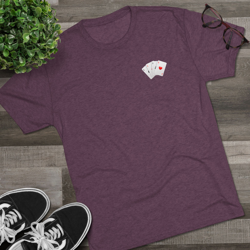 Unisex Tri-Blend Crew Tee with Lucky Cards Design | CRUISE CASINO LOVERS Casual Everyday Wear, Gift for Gamers, Perfect for St. Patrick's Day, Luck-Themed Events
