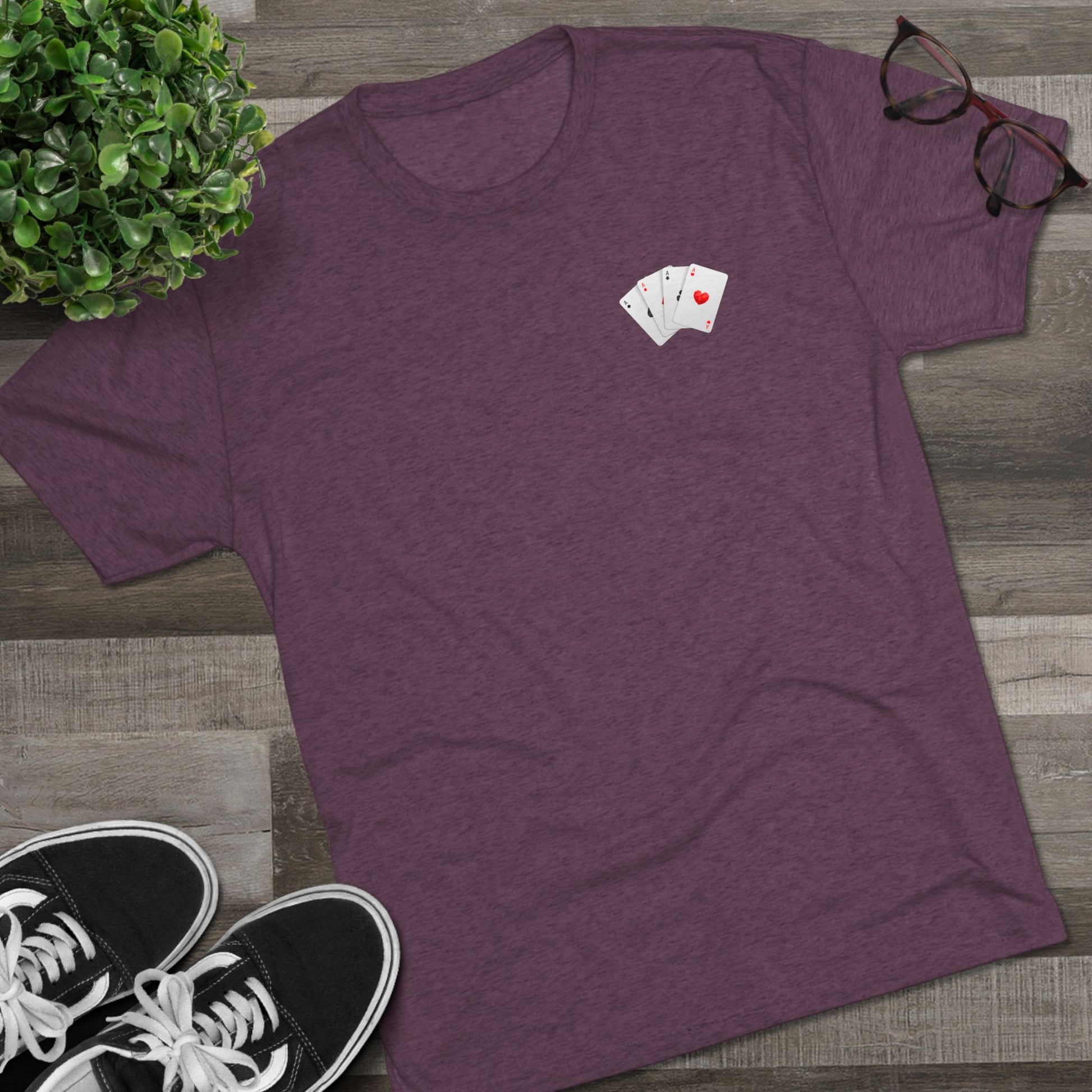 Unisex Tri-Blend Crew Tee with Lucky Cards Design | CRUISE CASINO LOVERS Casual Everyday Wear, Gift for Gamers, Perfect for St. Patrick's Day, Luck-Themed Events