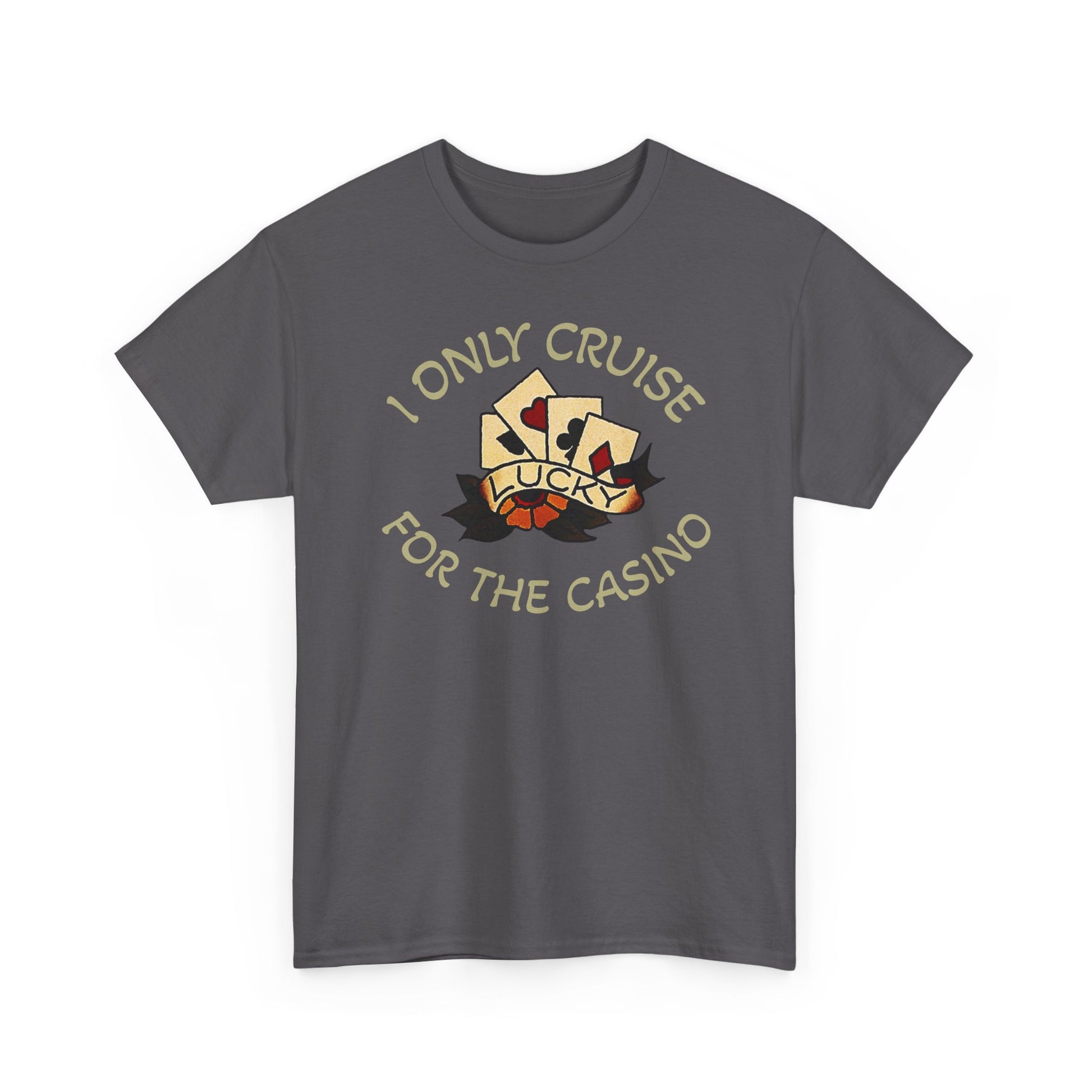 Lucky Casino Tee, Fun Casino Shirt, Gambling Gift, Cruise Apparel, Unisex Heavy Cotton Tee, Casino Lover Gift