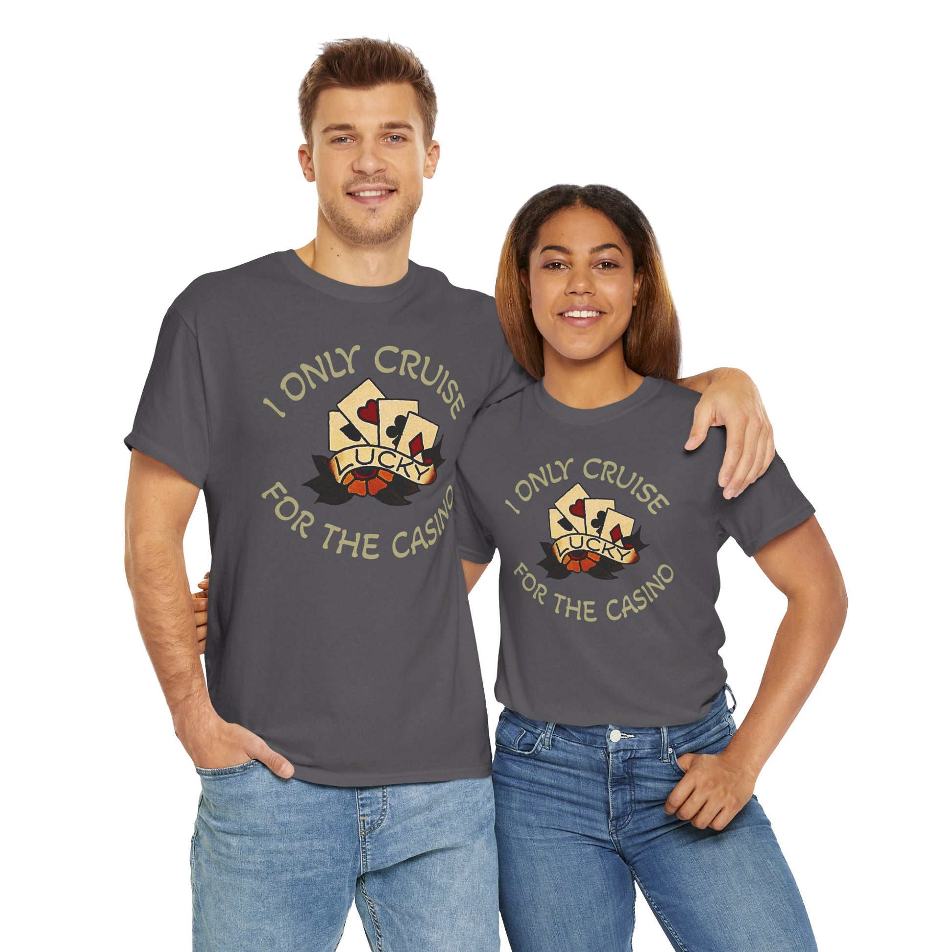 Lucky Casino Tee, Fun Casino Shirt, Gambling Gift, Cruise Apparel, Unisex Heavy Cotton Tee, Casino Lover Gift