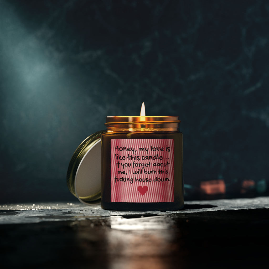 My love is like this candle, if you forget about me, I will burn this f*cking house down. - Scented Candles, Coconut Apricot Wax (4oz, 9oz)