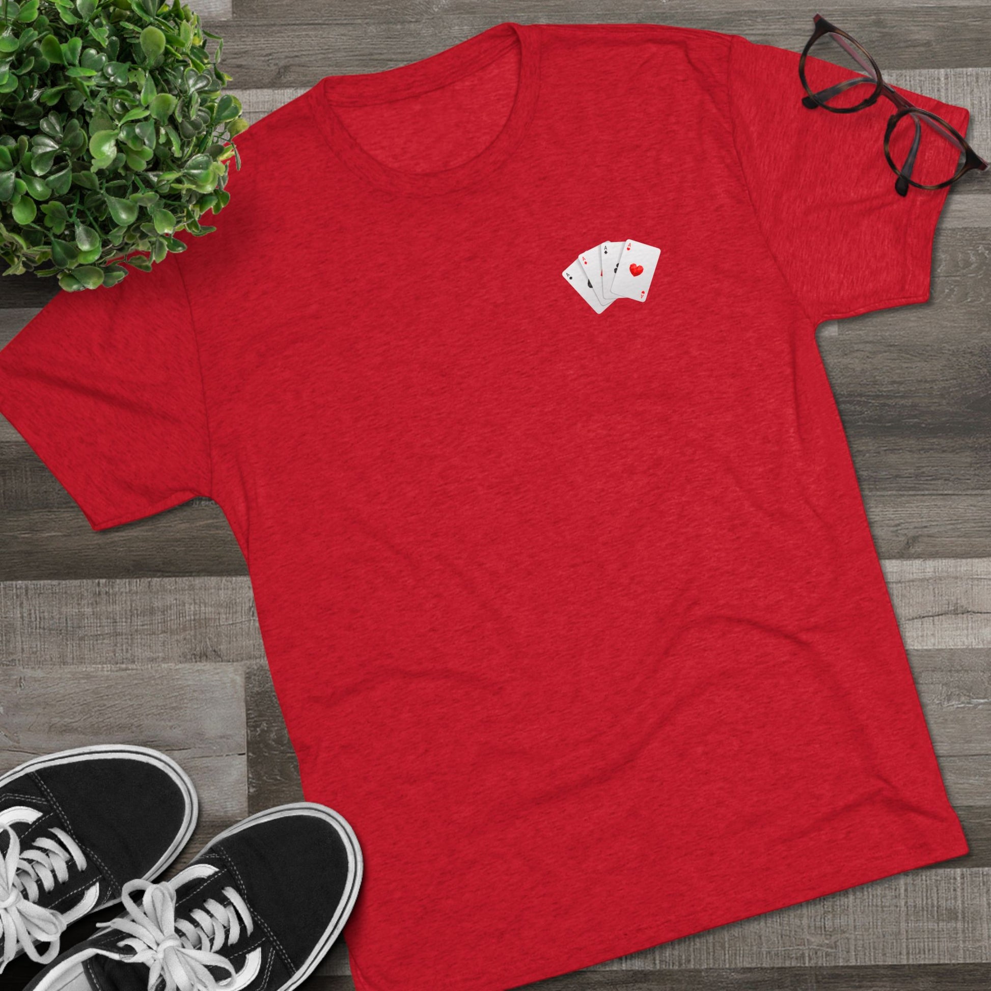 Unisex Tri-Blend Crew Tee with Lucky Cards Design | CRUISE CASINO LOVERS Casual Everyday Wear, Gift for Gamers, Perfect for St. Patrick's Day, Luck-Themed Events