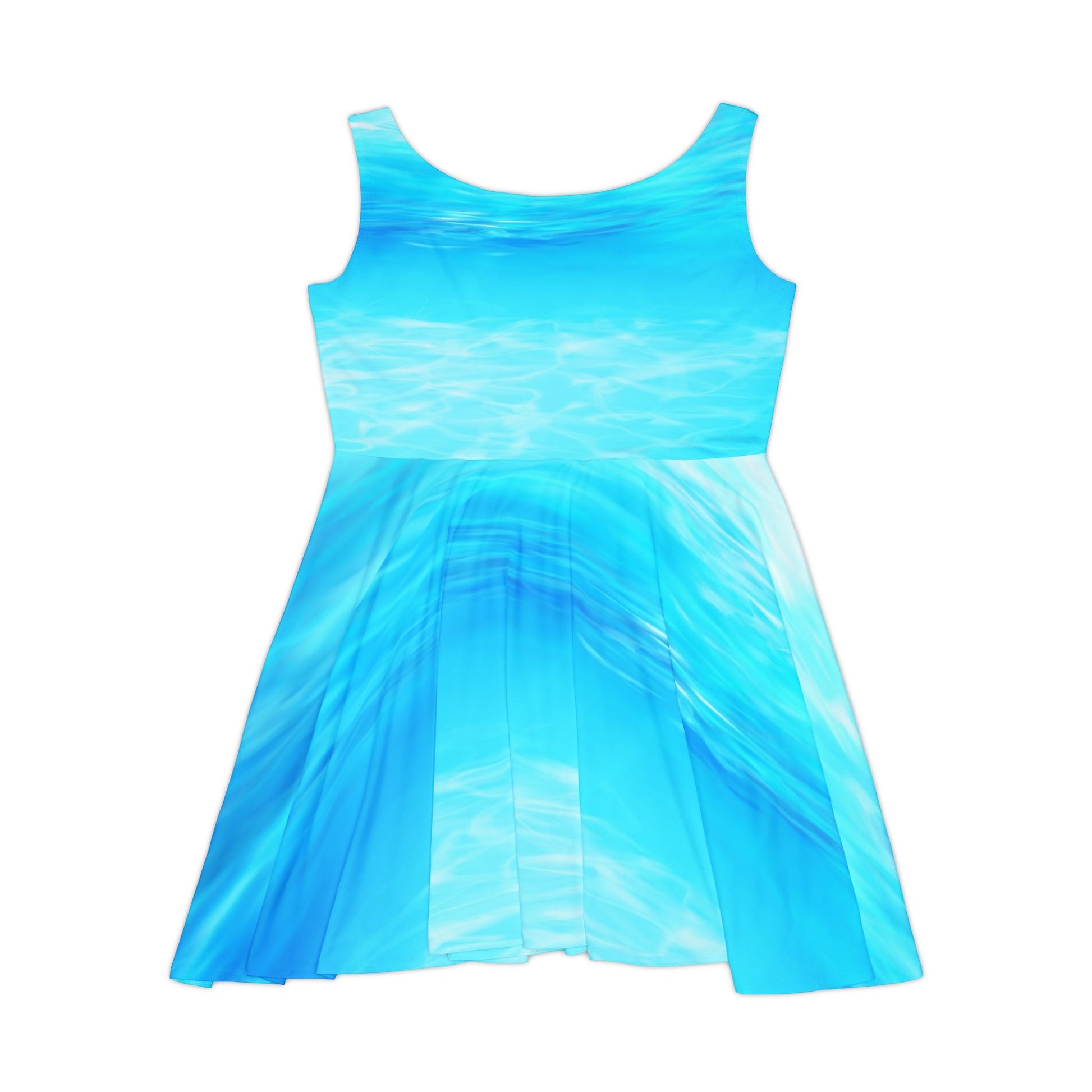 Aqua Wave Women's Skater Dress, CRUISE DRESS, Summer Dress, Beachwear, Vacation Outfit, Casual Style, Ocean-Inspired Fashion