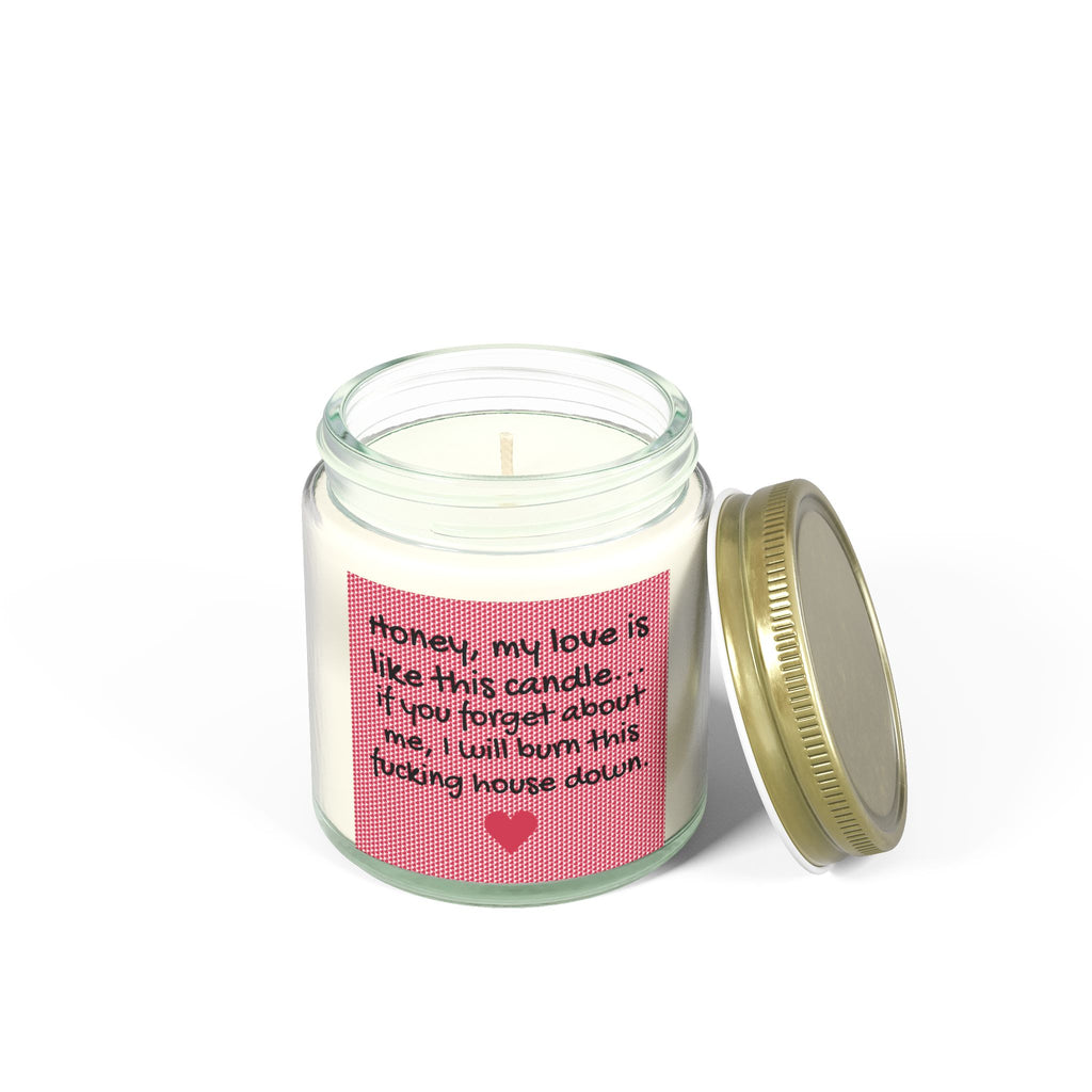 My love is like this candle, if you forget about me, I will burn this f*cking house down. - Scented Candles, Coconut Apricot Wax (4oz, 9oz)