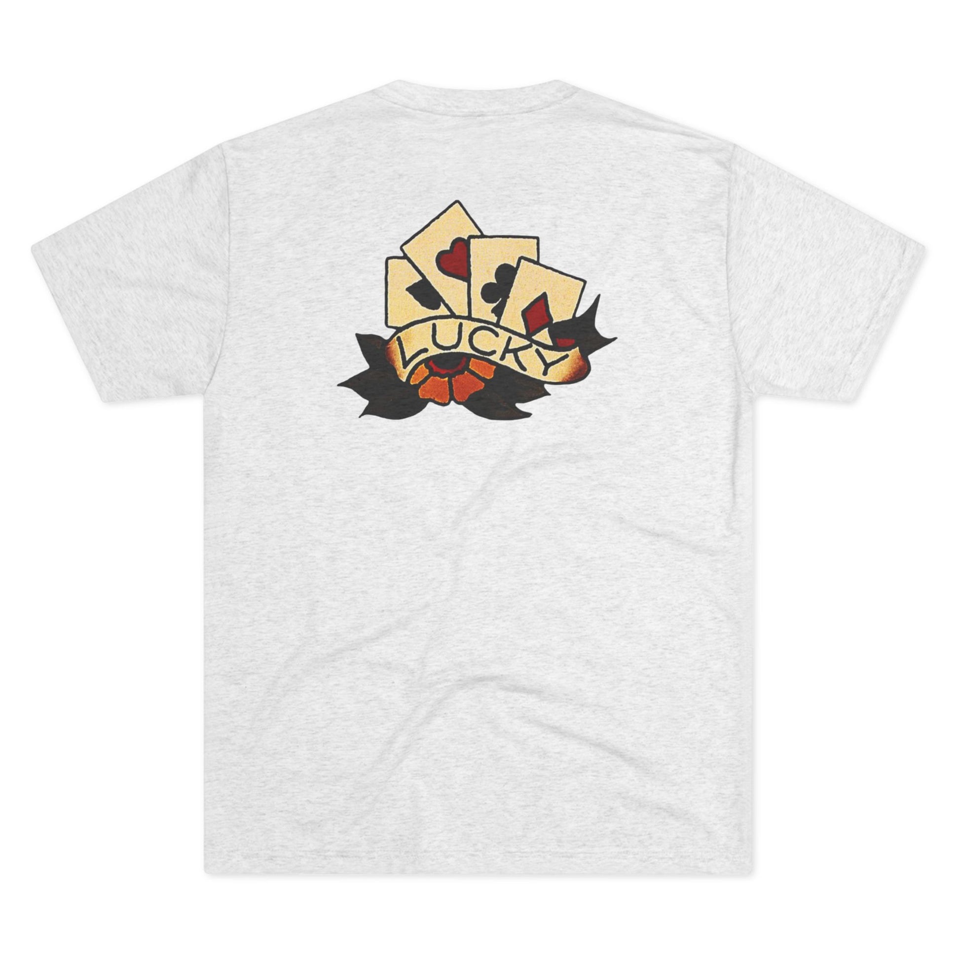 Unisex Tri-Blend Crew Tee with Lucky Cards Design | CRUISE CASINO LOVERS Casual Everyday Wear, Gift for Gamers, Perfect for St. Patrick's Day, Luck-Themed Events