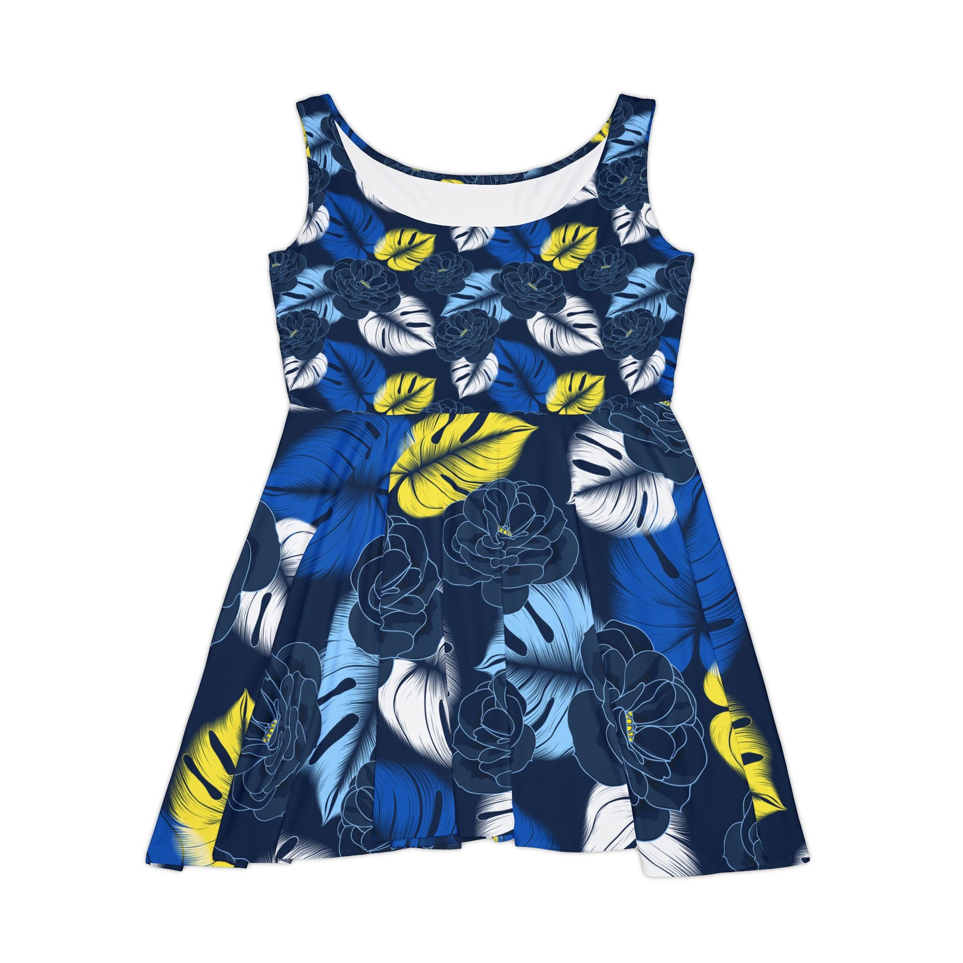 Floral Tropical Women's Caribbean Dinner Cruise Night Skater Dress, Perfect for Summer Picnics, Beach Days, Casual Outings, Birthday Parties, Vacation Wear