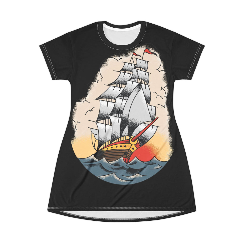 Sailors Vintage Ship T-Shirt Dress for Women