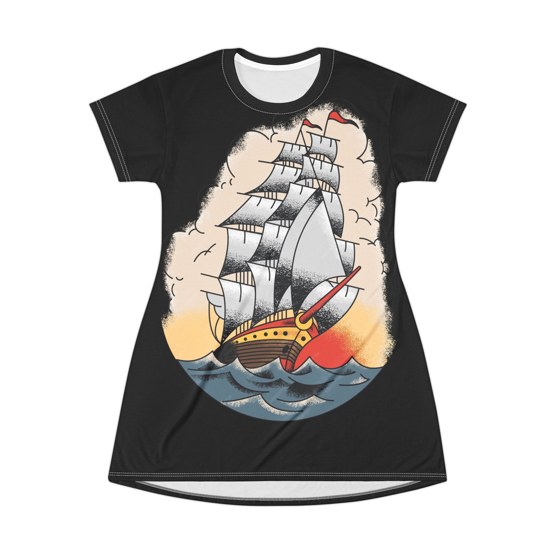 Sailors Vintage Ship T-Shirt Dress for Women