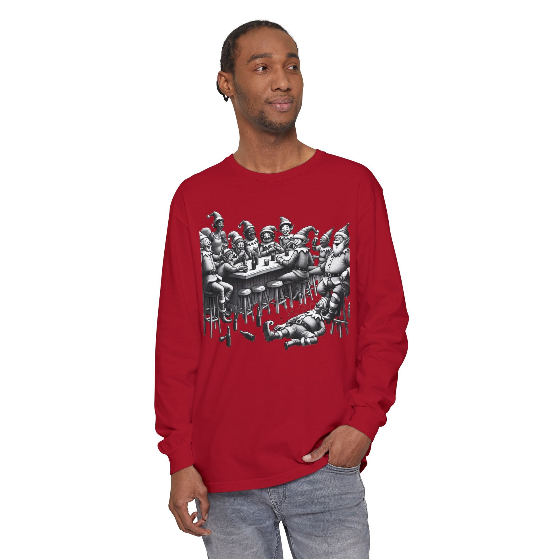 Long Sleeve T-Shirt Drunk Elves Design