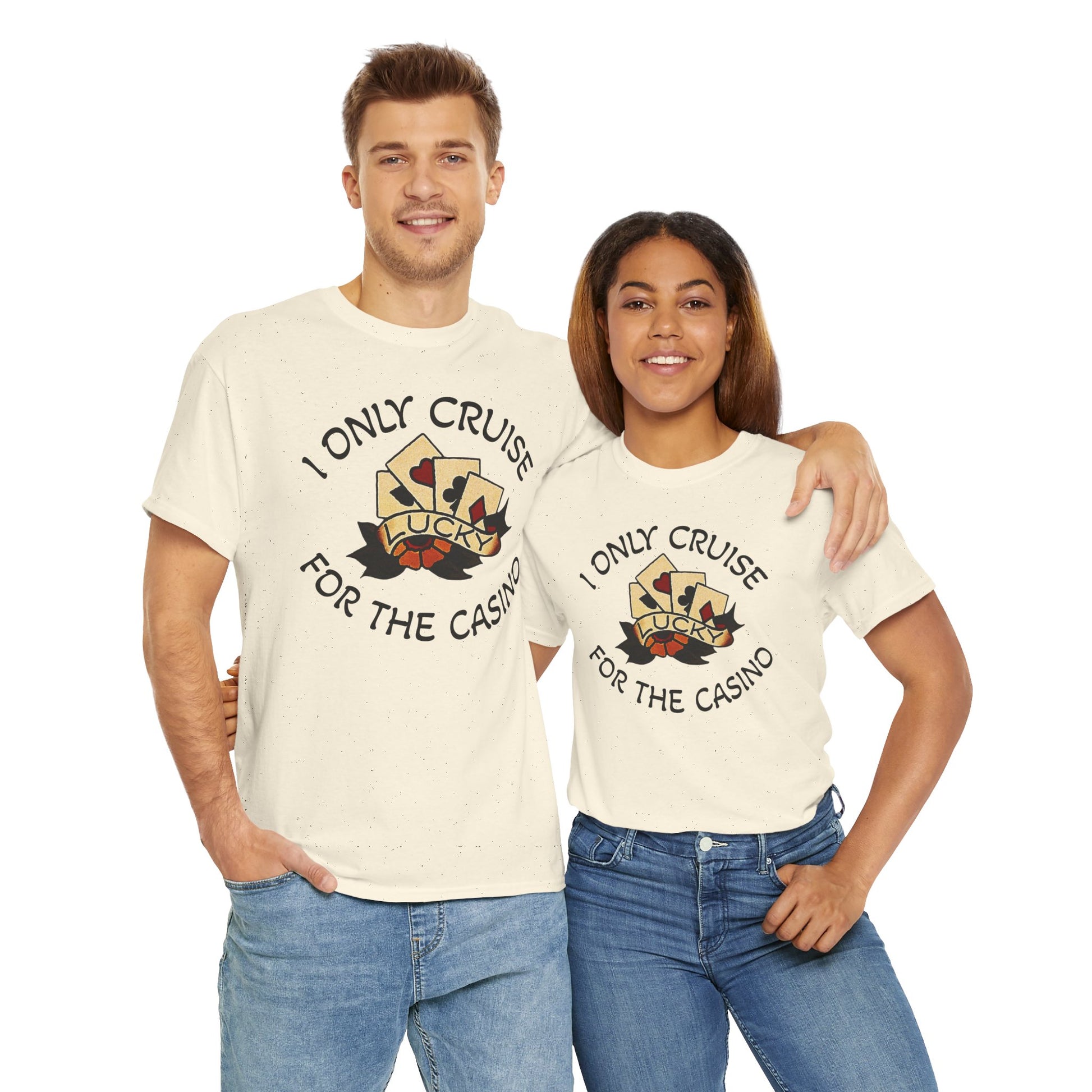 Lucky Casino Tee, Fun Casino Shirt, Gambling Gift, Cruise Apparel, Unisex Heavy Cotton Tee, Casino Lover Gift