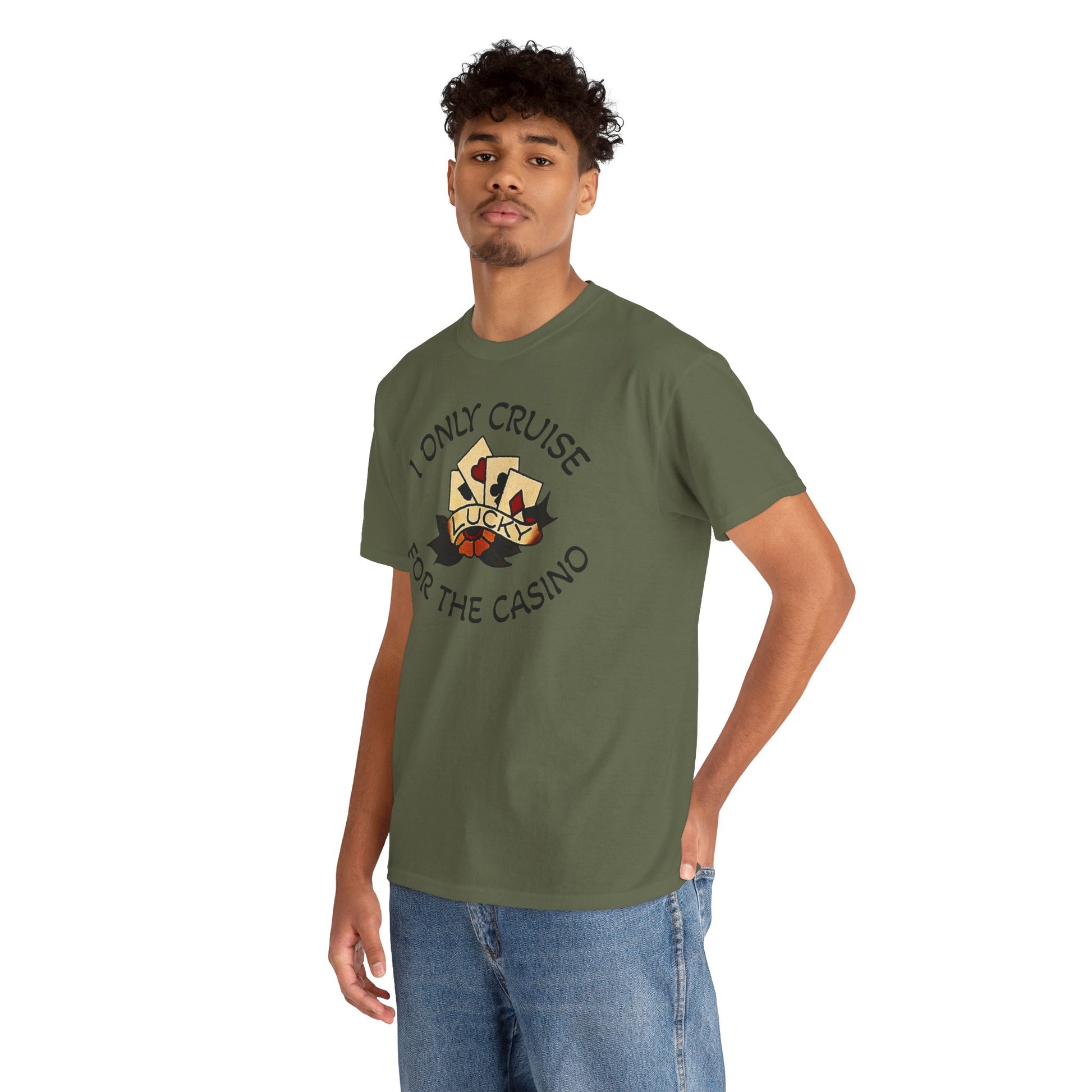 Lucky Casino Tee, Fun Casino Shirt, Gambling Gift, Cruise Apparel, Unisex Heavy Cotton Tee, Casino Lover Gift