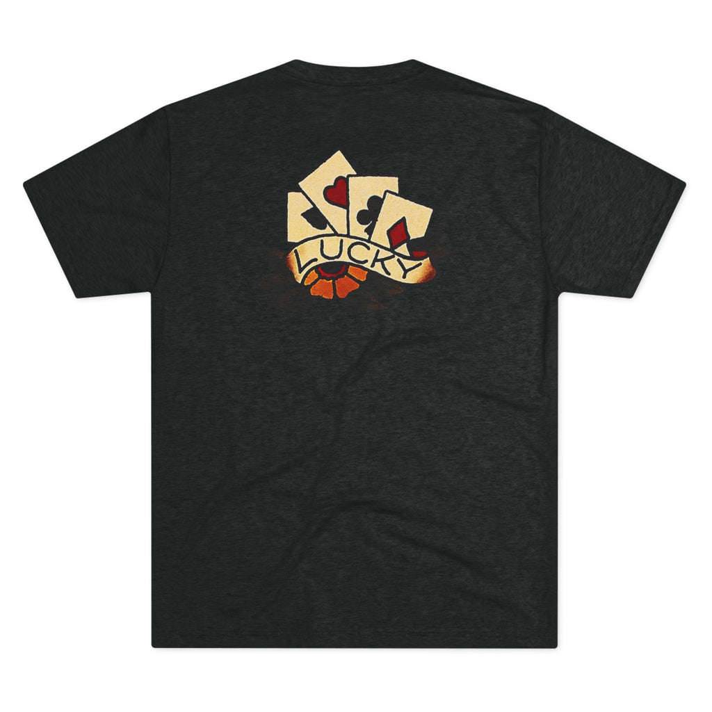 Unisex Tri-Blend Crew Tee with Lucky Cards Design | CRUISE CASINO LOVERS Casual Everyday Wear, Gift for Gamers, Perfect for St. Patrick's Day, Luck-Themed Events