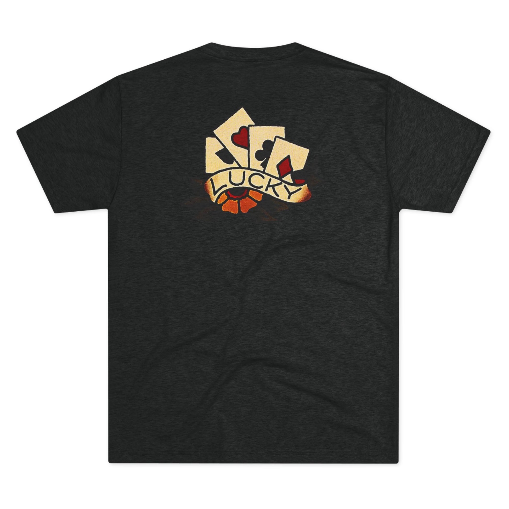 Unisex Tri-Blend Crew Tee with Lucky Cards Design | CRUISE CASINO LOVERS Casual Everyday Wear, Gift for Gamers, Perfect for St. Patrick's Day, Luck-Themed Events