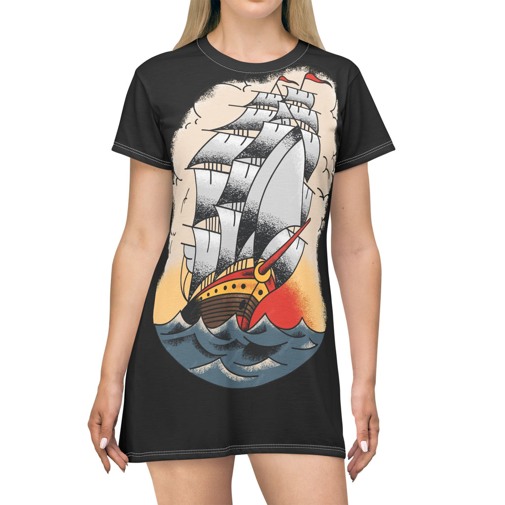 Sailors Vintage Ship T-Shirt Dress for Women