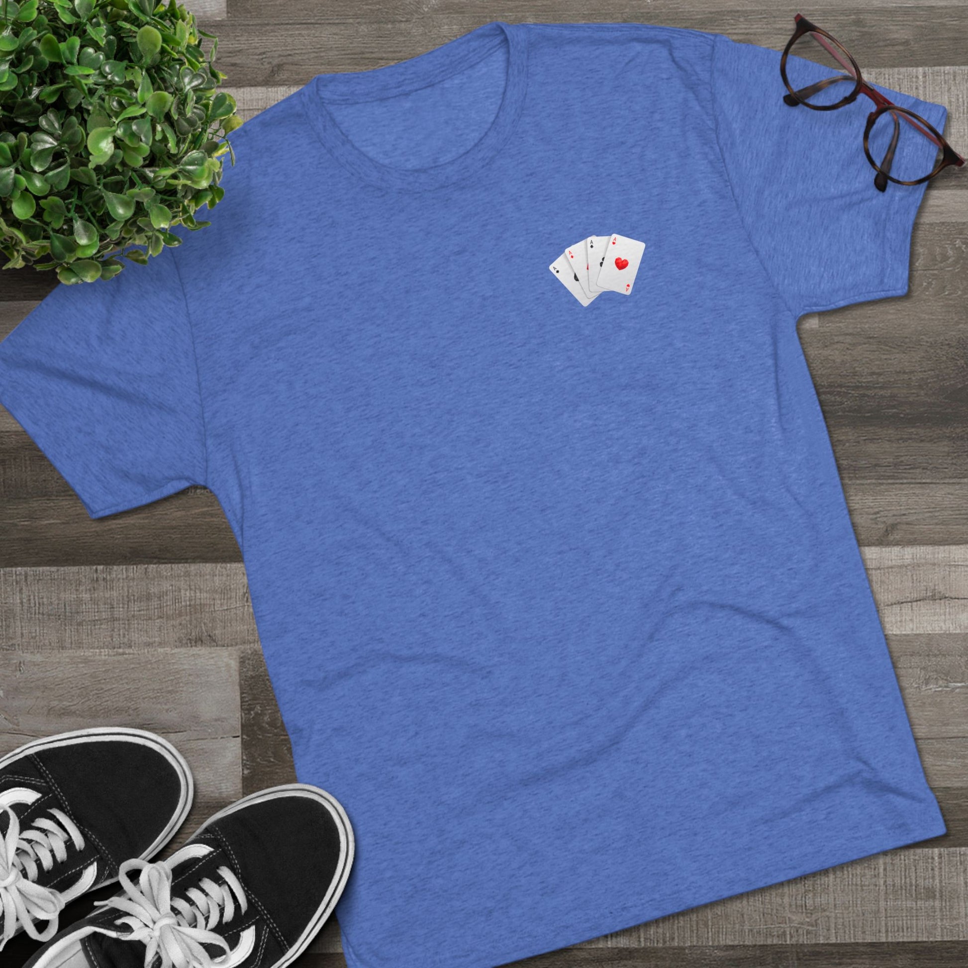 Unisex Tri-Blend Crew Tee with Lucky Cards Design | CRUISE CASINO LOVERS Casual Everyday Wear, Gift for Gamers, Perfect for St. Patrick's Day, Luck-Themed Events