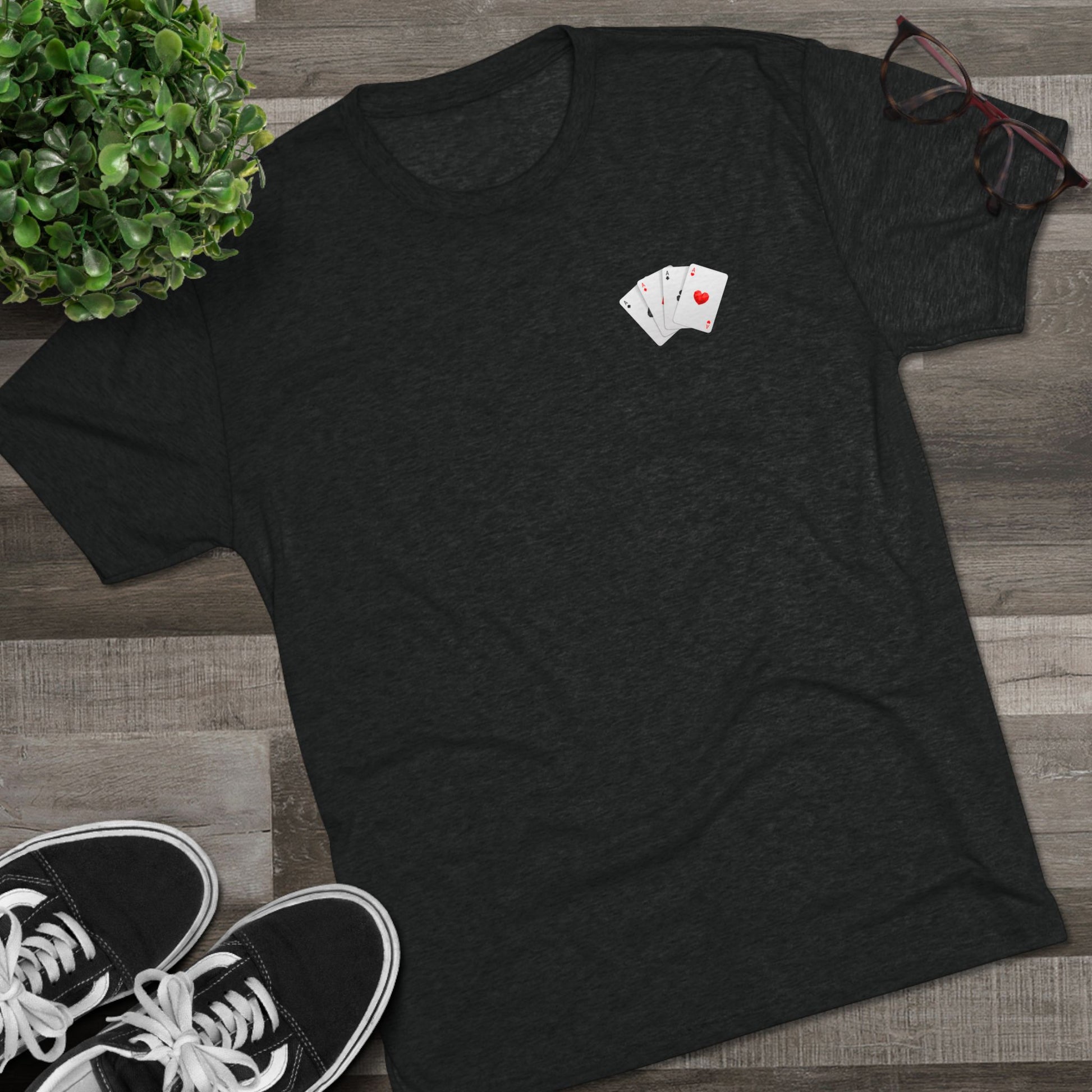 Unisex Tri-Blend Crew Tee with Lucky Cards Design | CRUISE CASINO LOVERS Casual Everyday Wear, Gift for Gamers, Perfect for St. Patrick's Day, Luck-Themed Events