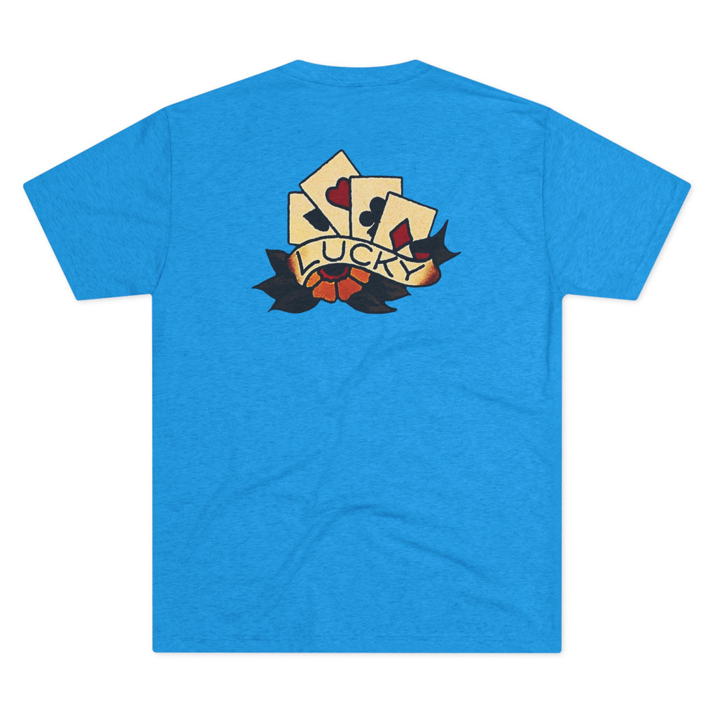 Unisex Tri-Blend Crew Tee with Lucky Cards Design | CRUISE CASINO LOVERS Casual Everyday Wear, Gift for Gamers, Perfect for St. Patrick's Day, Luck-Themed Events