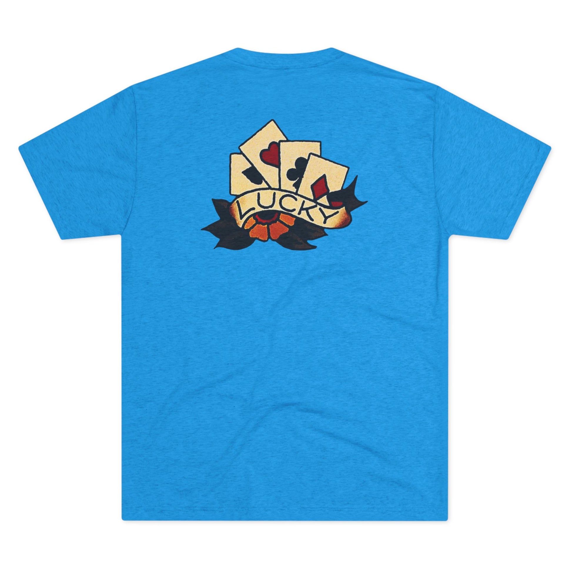 Unisex Tri-Blend Crew Tee with Lucky Cards Design | CRUISE CASINO LOVERS Casual Everyday Wear, Gift for Gamers, Perfect for St. Patrick's Day, Luck-Themed Events
