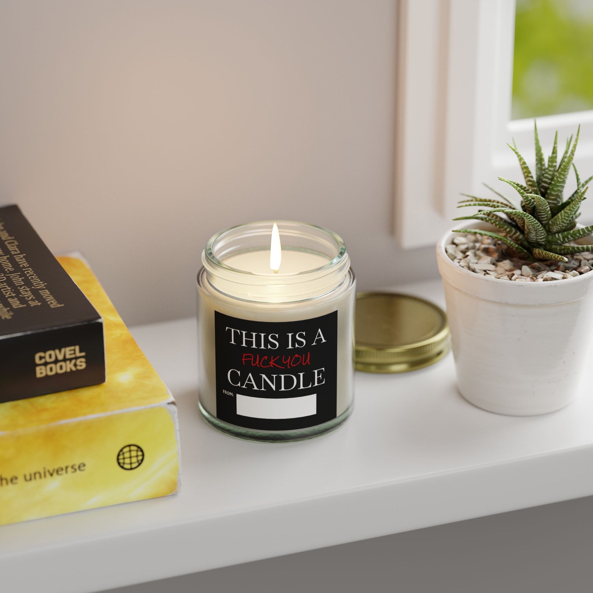 This is a F You Candle - Black Label- Scented Candles, Coconut Apricot Wax (4oz, 9oz)