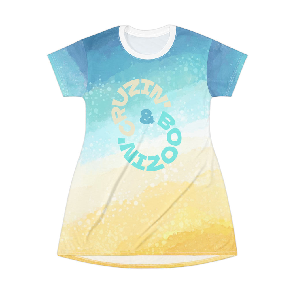 Beachy T-Shirt Dress: CRUISE DRESS SHIRT, Summer Vibes, Casual Wear, Vacation Style, Bright and Breezy, Cruzin' and Boomin'