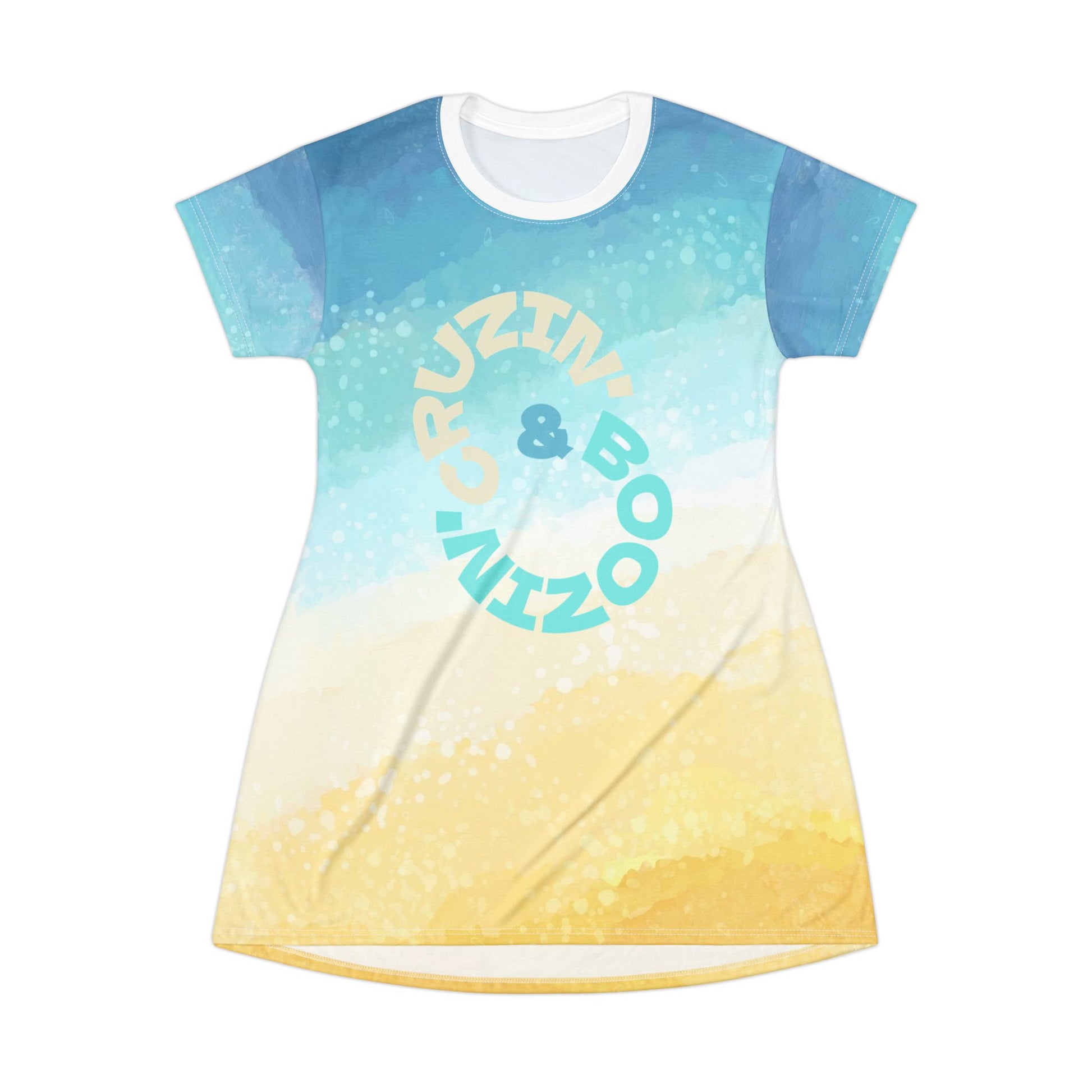 Beachy T-Shirt Dress: CRUISE DRESS SHIRT, Summer Vibes, Casual Wear, Vacation Style, Bright and Breezy, Cruzin' and Boomin'