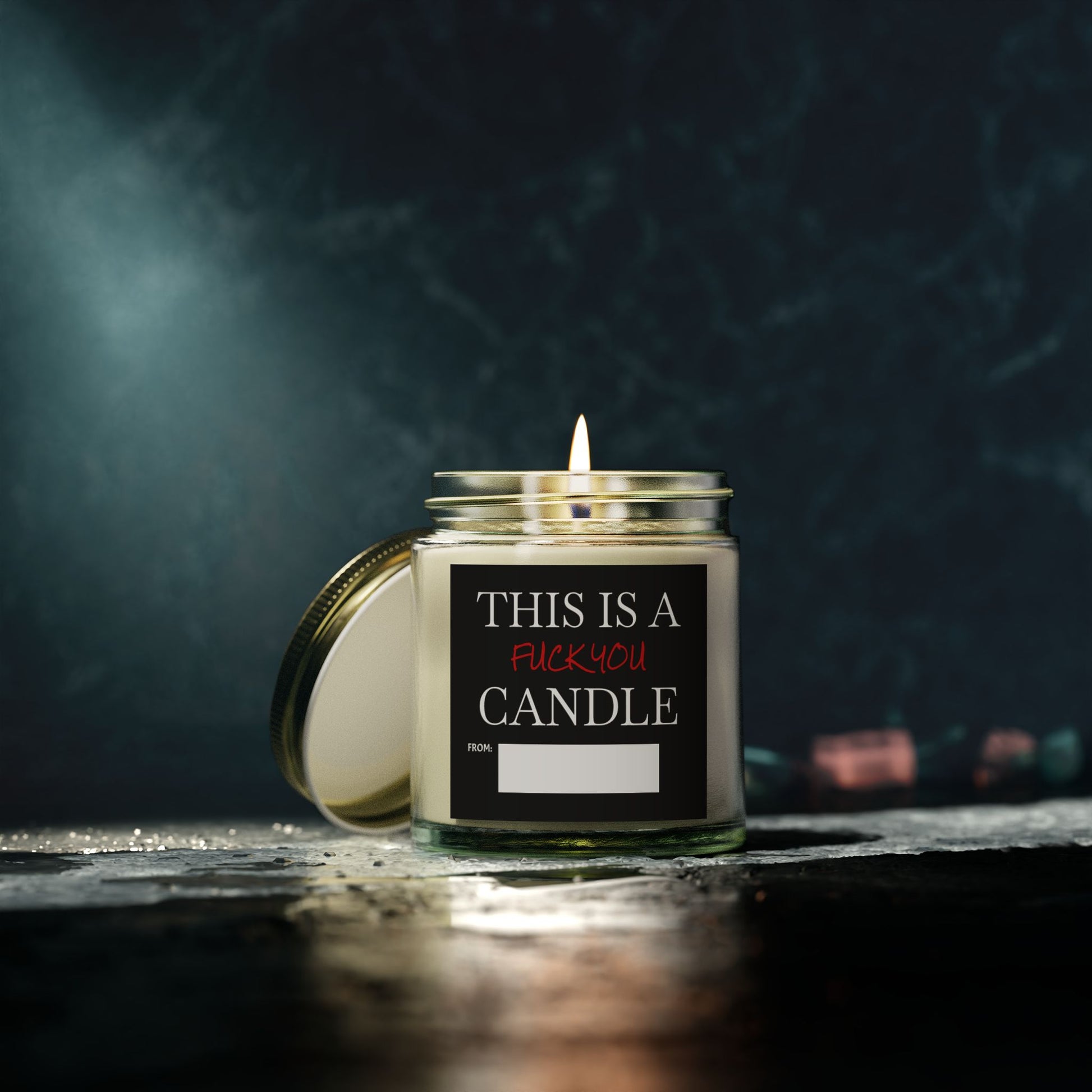 This is a F You Candle - Black Label- Scented Candles, Coconut Apricot Wax (4oz, 9oz)