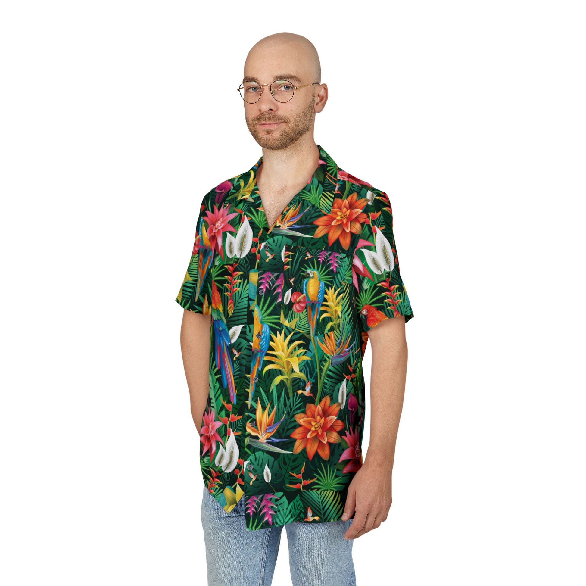 Tropical Button-Down Shirt, Caribbean Dinner Night Cruise Shirt Unisex Hawaiian Shirt, Summer Apparel, Vacation Outfit, Beach Party Shirt, Casual Wear