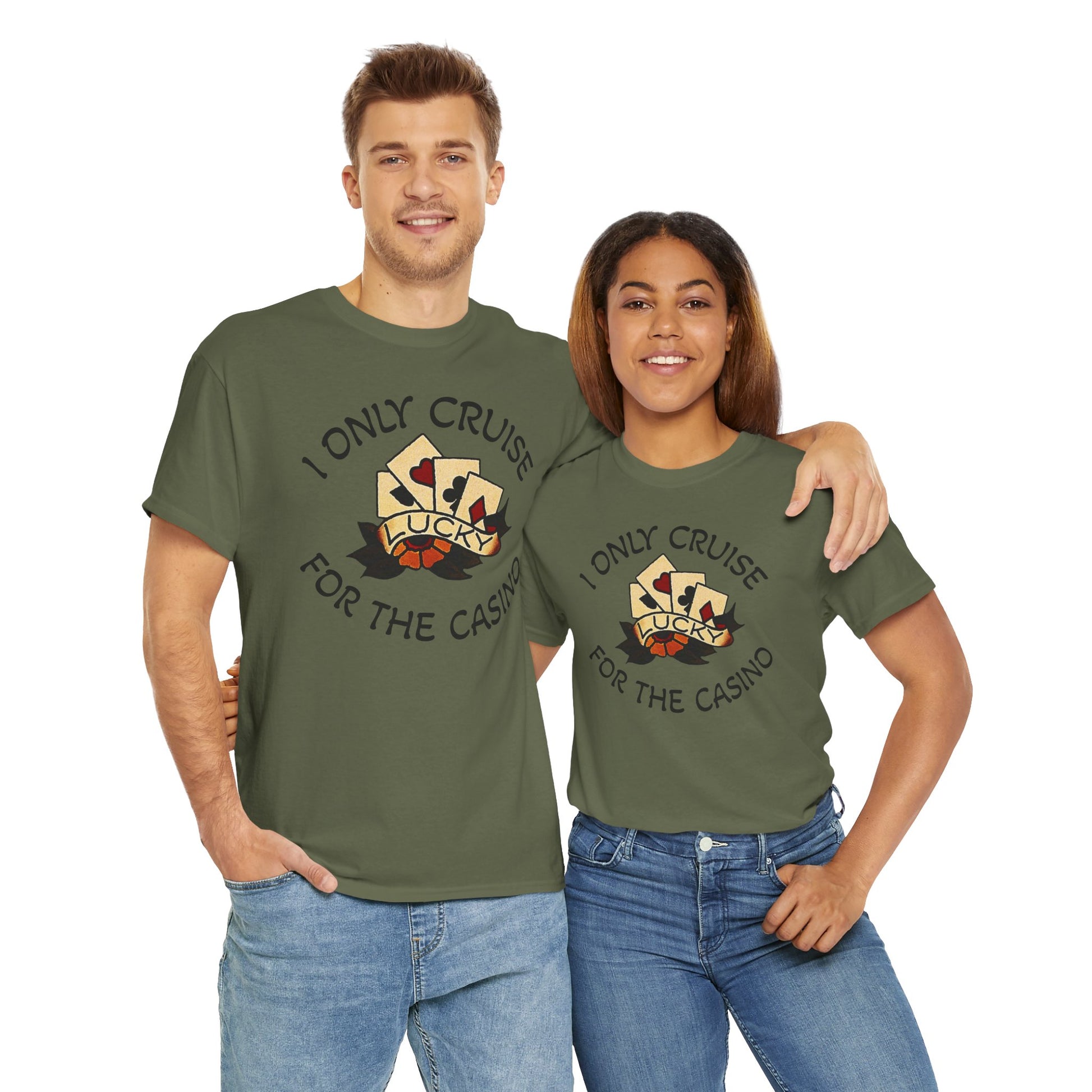 Lucky Casino Tee, Fun Casino Shirt, Gambling Gift, Cruise Apparel, Unisex Heavy Cotton Tee, Casino Lover Gift