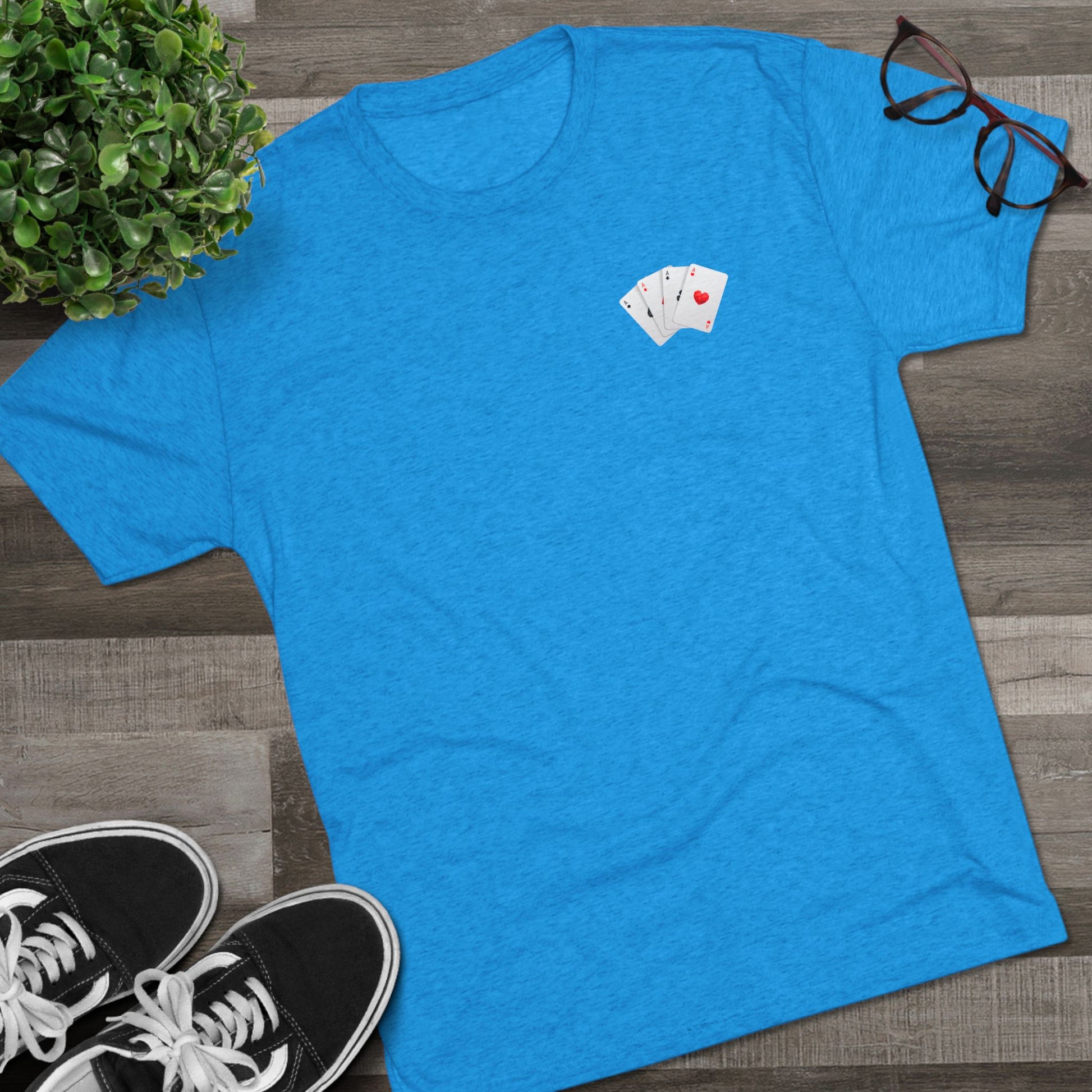 Unisex Tri-Blend Crew Tee with Lucky Cards Design | CRUISE CASINO LOVERS Casual Everyday Wear, Gift for Gamers, Perfect for St. Patrick's Day, Luck-Themed Events