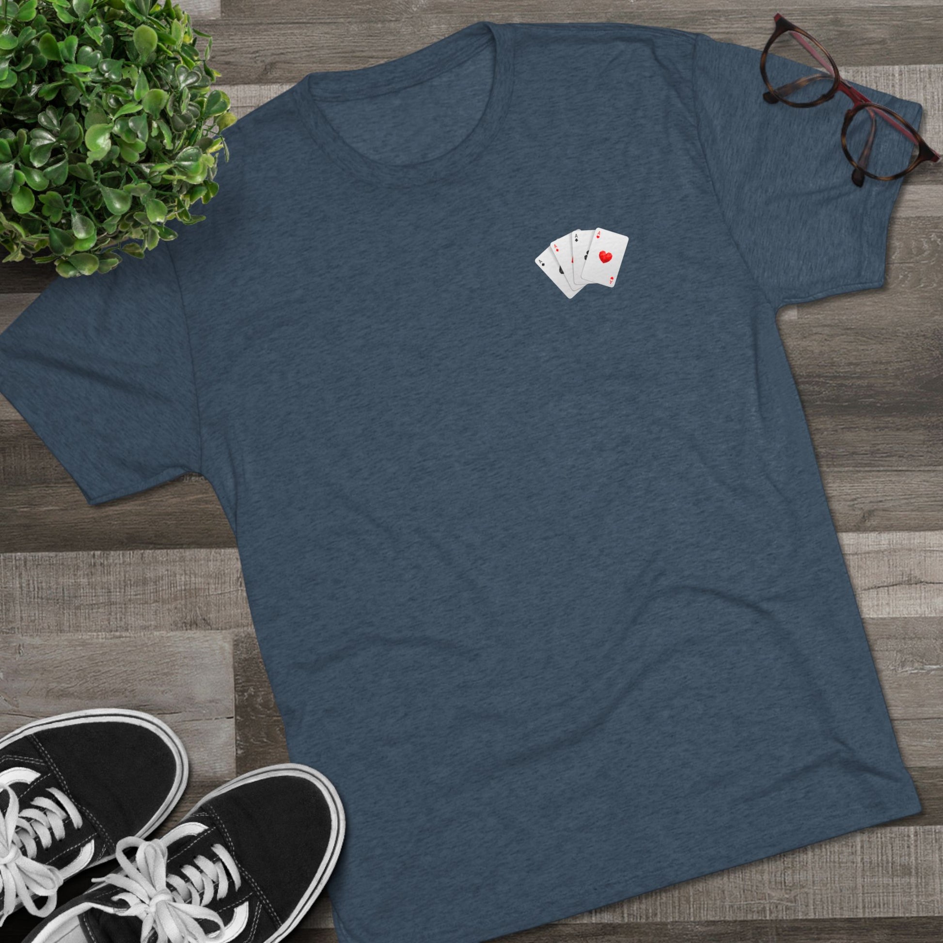 Unisex Tri-Blend Crew Tee with Lucky Cards Design | CRUISE CASINO LOVERS Casual Everyday Wear, Gift for Gamers, Perfect for St. Patrick's Day, Luck-Themed Events