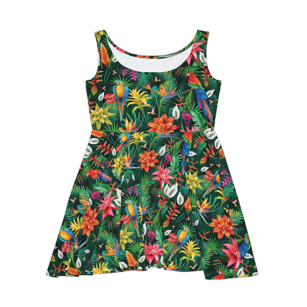 Floral Tropical Women's Caribbean Dinner Cruise Night Skater Dress, Perfect for Summer Picnics, Beach Days, Casual Outings, Birthday Parties, Vacation Wear